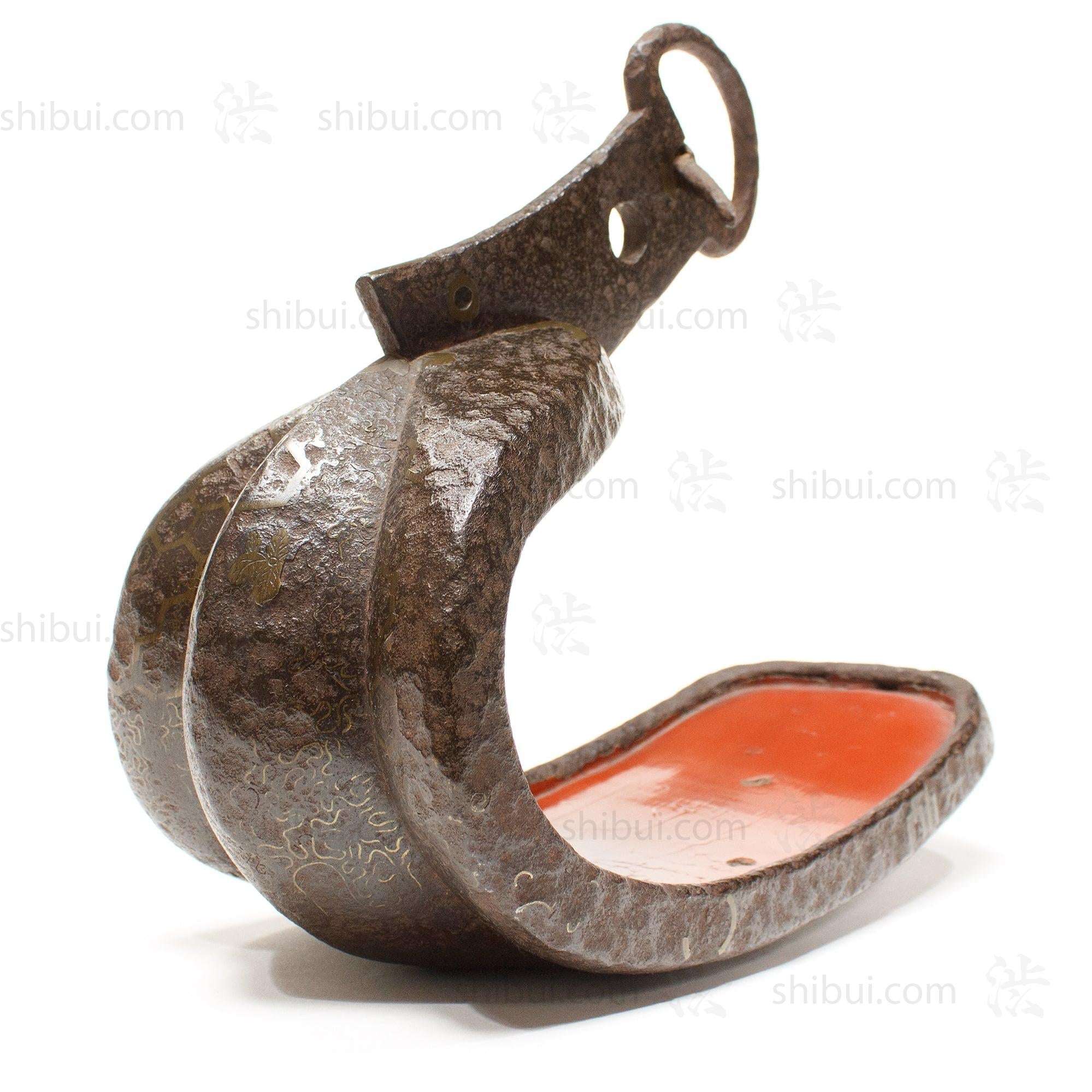 Japanese Antique Abumi Stirrup with Bronze Inlay
