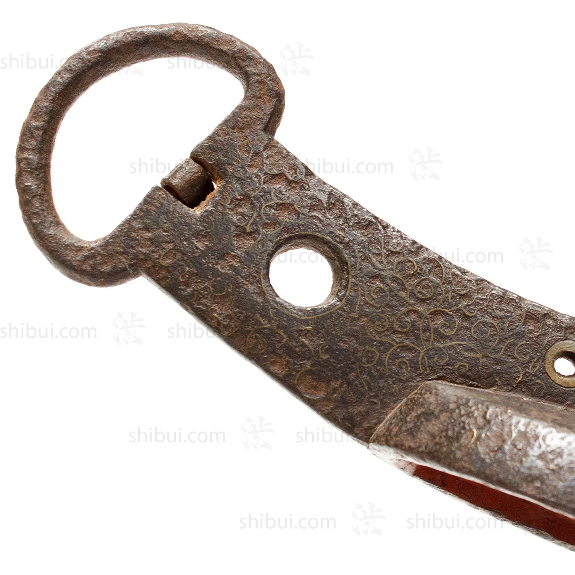 Japanese Antique Abumi Stirrup with Bronze Inlay