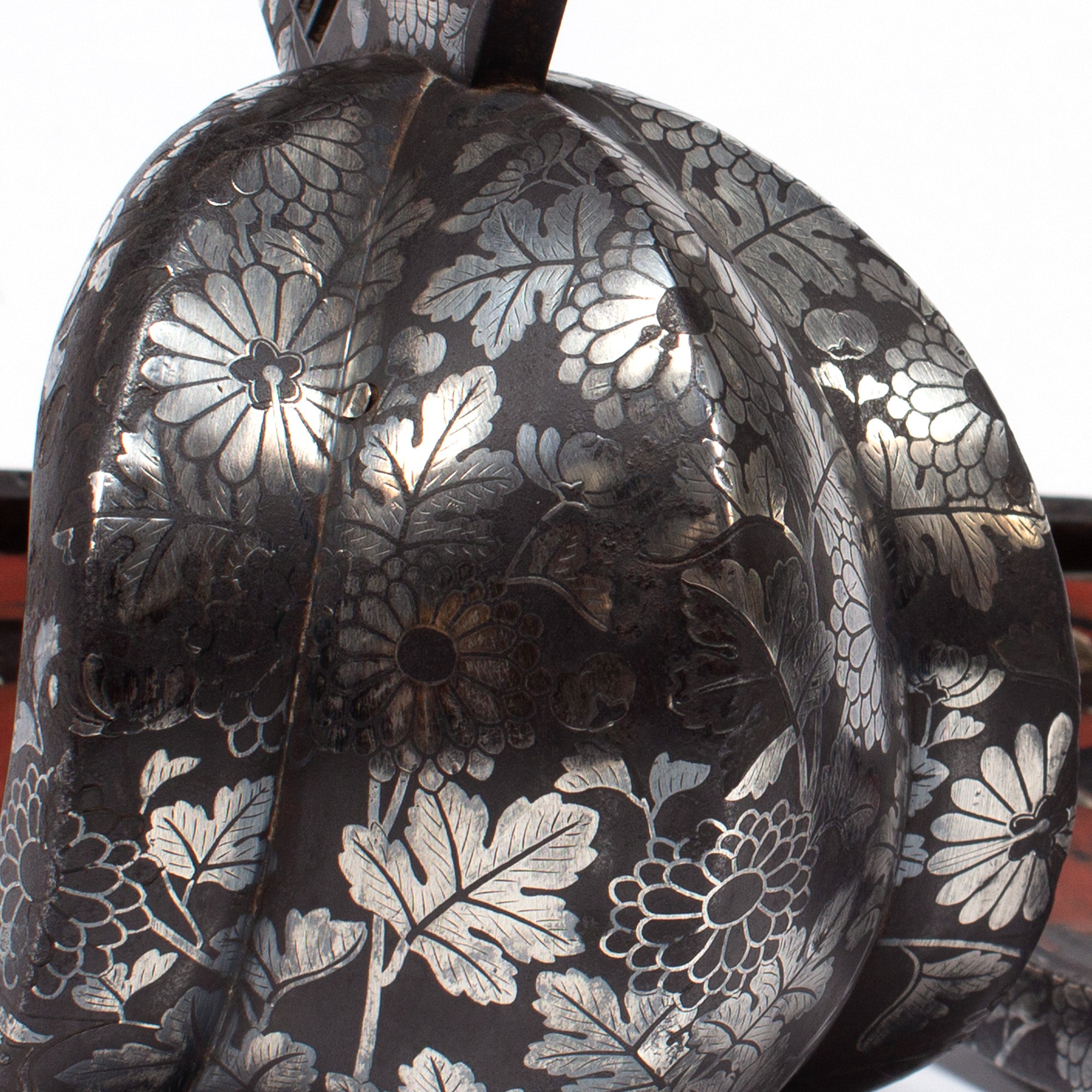 Japanese Antiques Abumi Pair of Stirrups with a Floral Motif