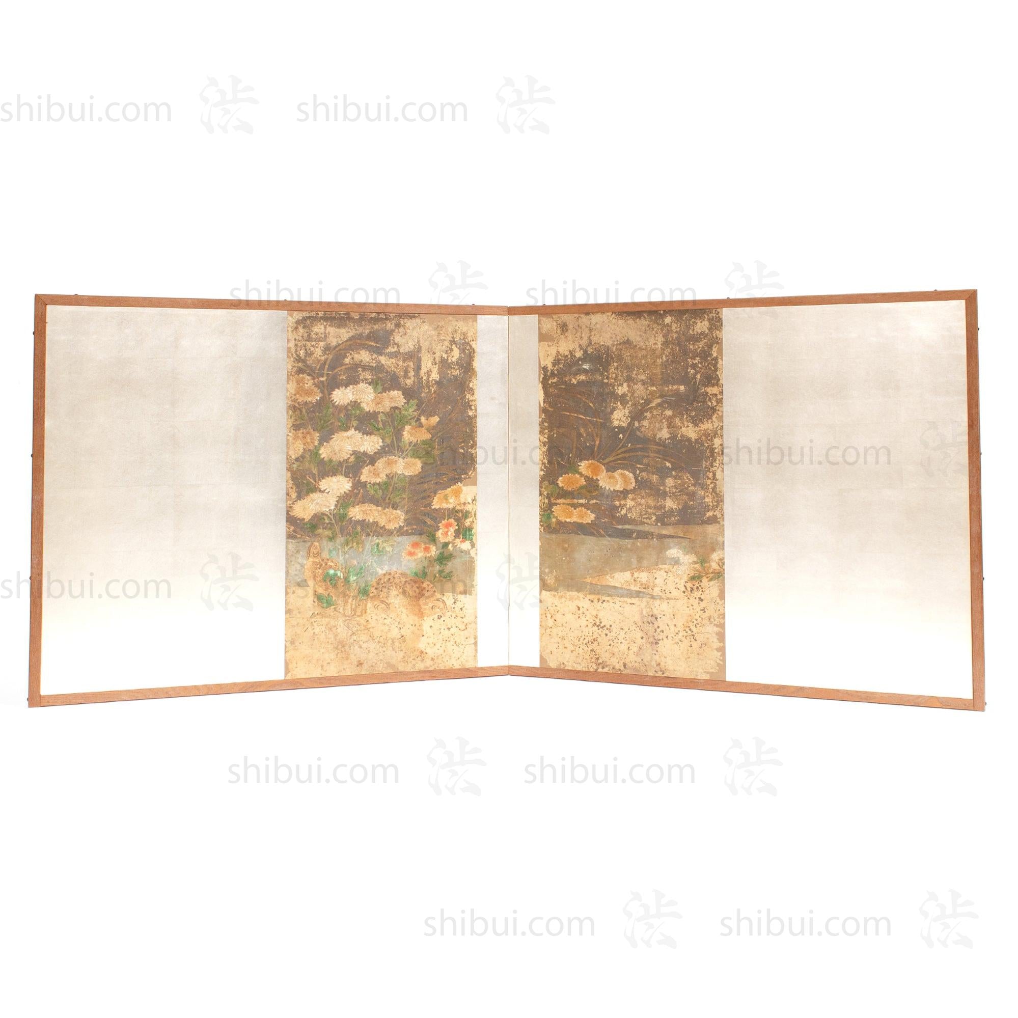 Quail Furosaki Byobu Screen