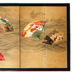 Japanese Antique Gold Fans Folding Screen