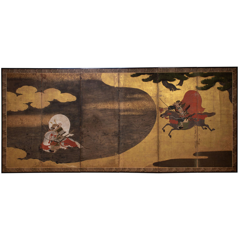 Genpei War Scene Antique Japanese Screen