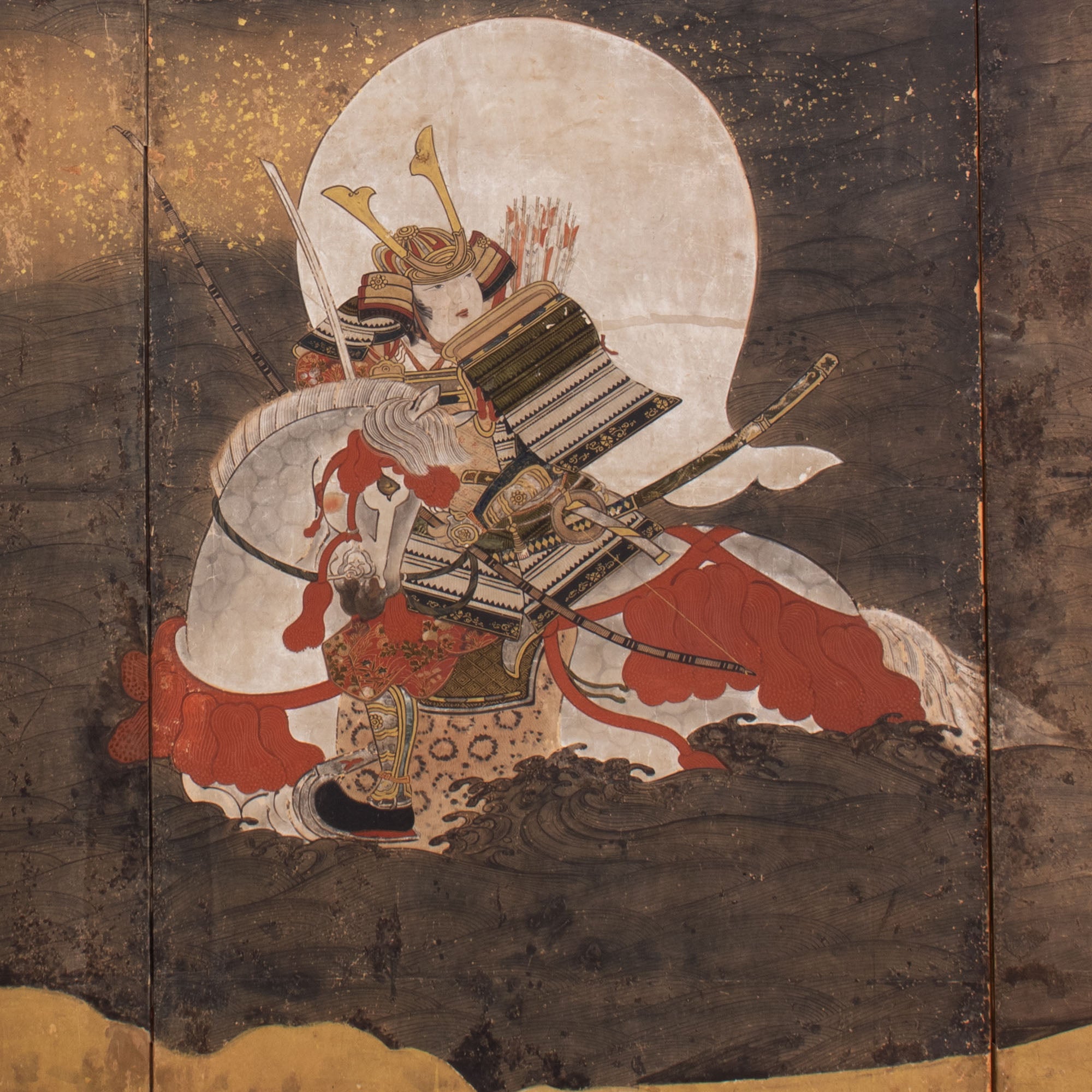 Genpei War Scene Antique Japanese Screen