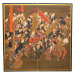 Lively Inari Daimyojin - Fox Festival Folding Screen
