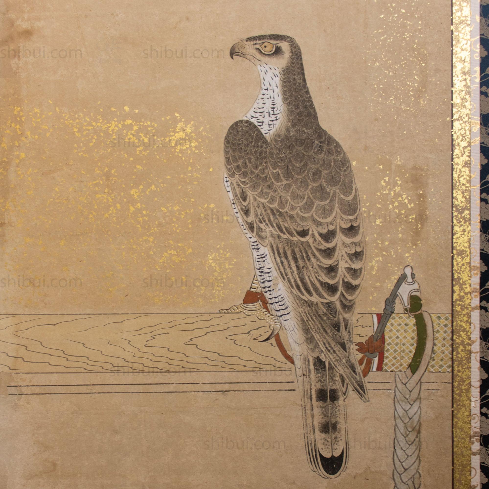 Hunting Hawks | Pair of 6 Panel Screens