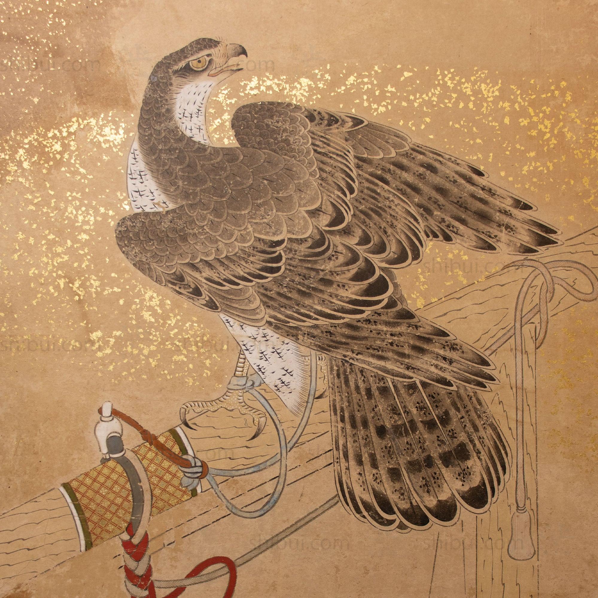 Hunting Hawks | Pair of 6 Panel Screens