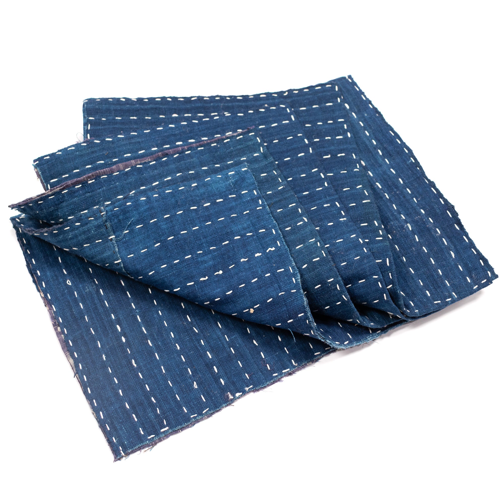 Indigo Sashiko Zokin Set of 5 | Small Sashiko Placemats