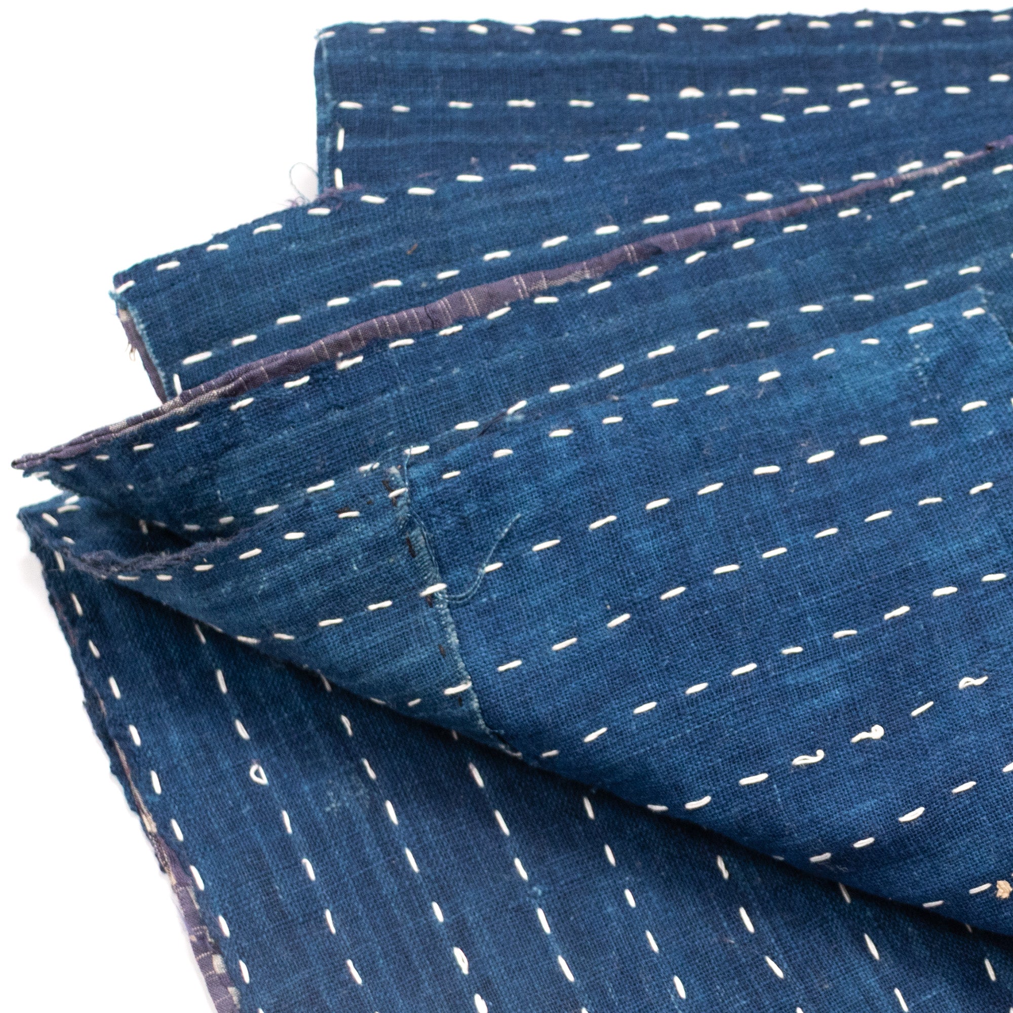 Indigo Sashiko Zokin Set of 5 | Small Sashiko Placemats