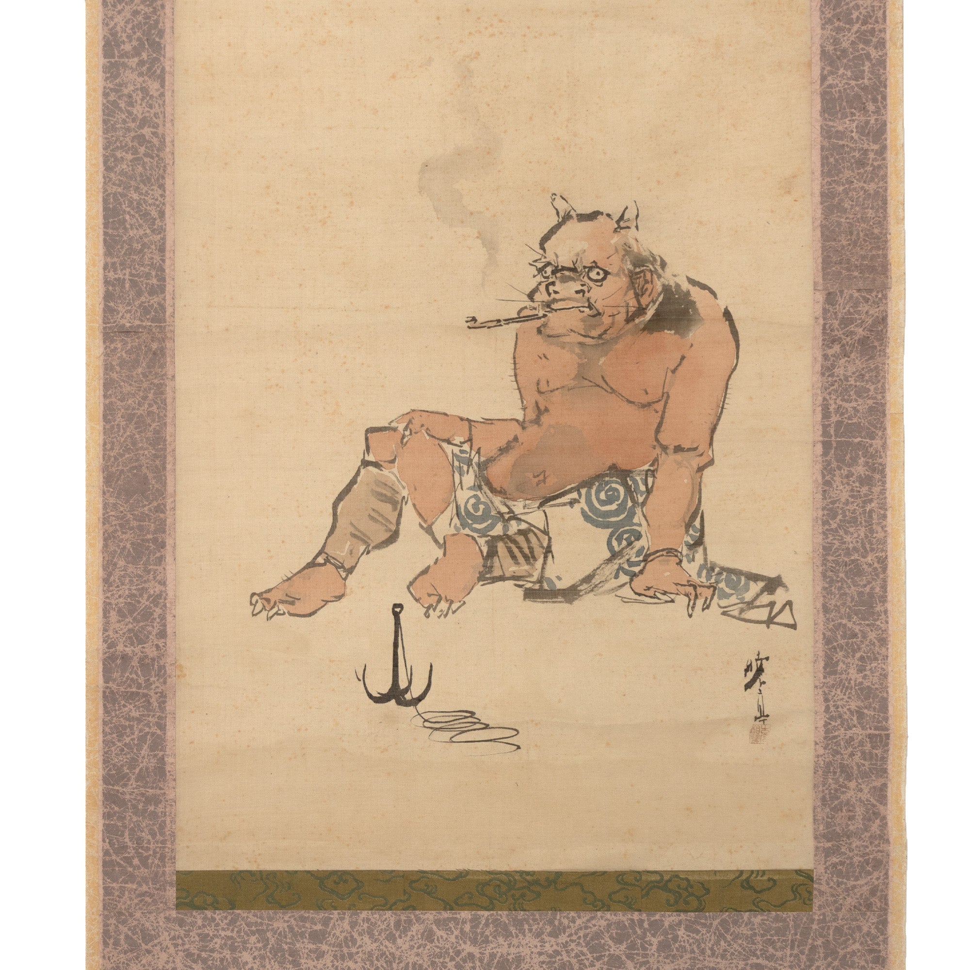 Thunder God on a Smoke Break Scroll