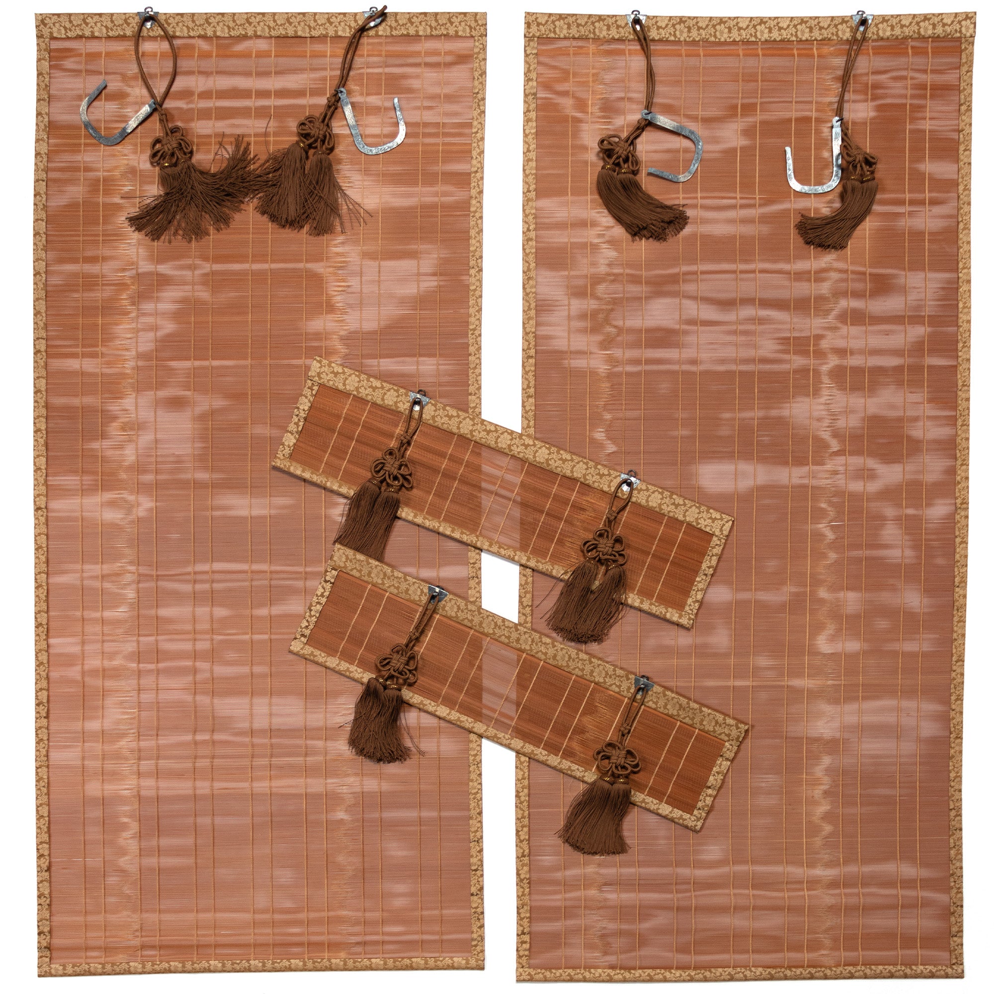 Sudare with Brocade Border| Split Bamboo Blind | Set of 2 long and 2 short.