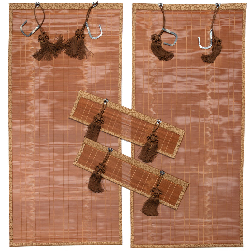 Sudare with Brocade Border| Split Bamboo Blind | Set of 2 long and 2 short.