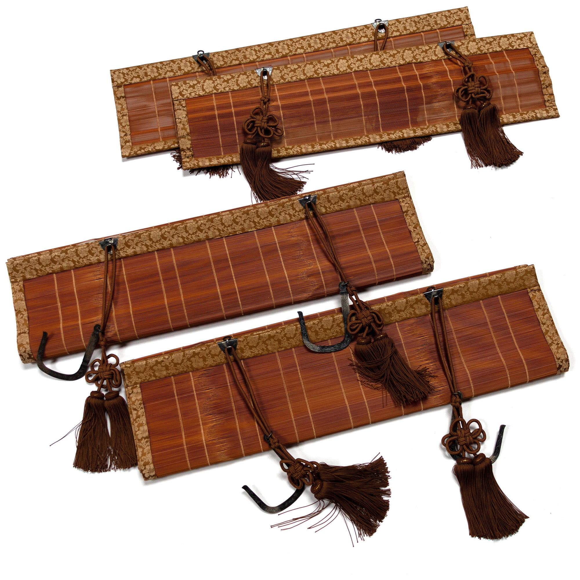 Sudare with Brocade Border| Split Bamboo Blind | Set of 2 long and 2 short.