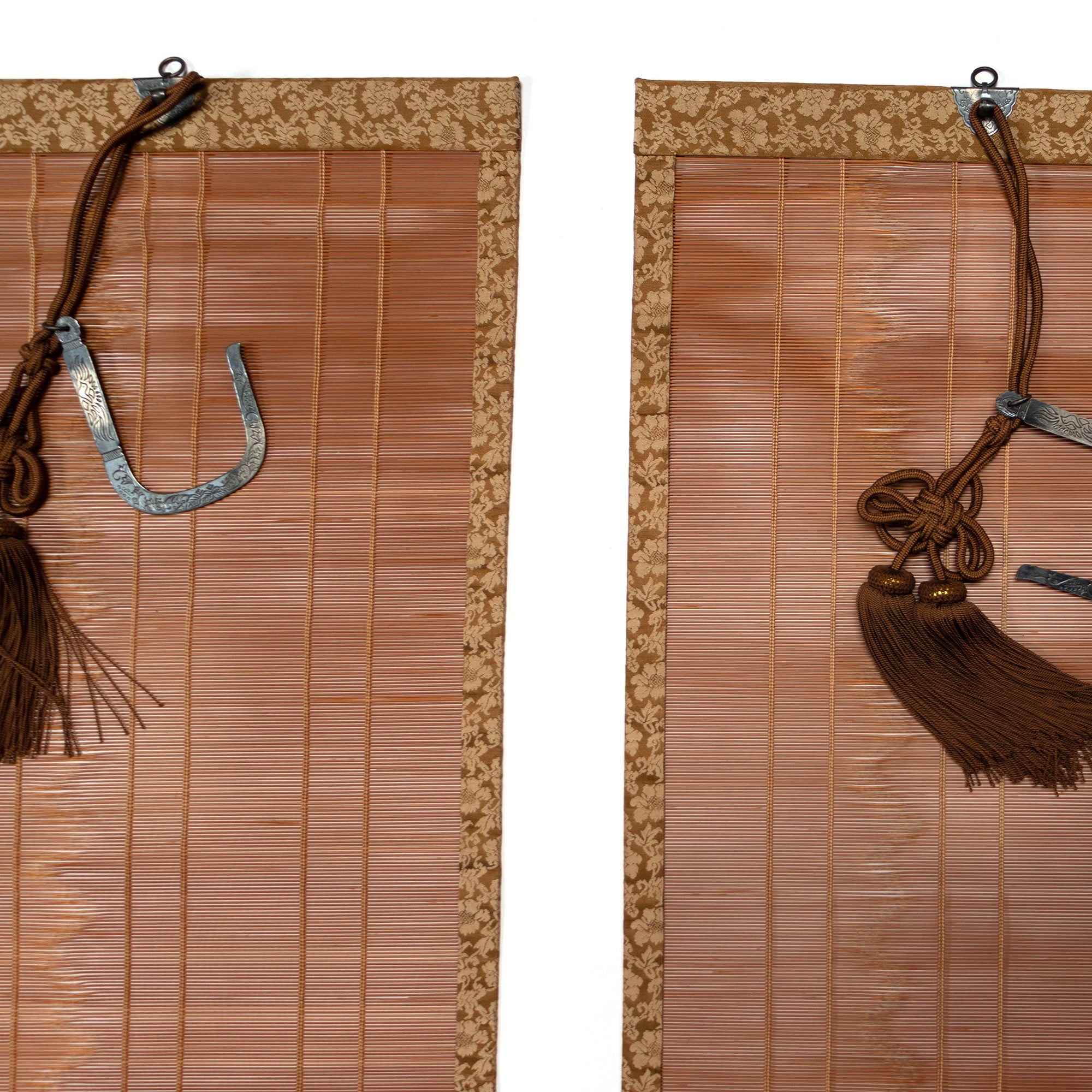 Sudare with Brocade Border| Split Bamboo Blind | Set of 2 long and 2 short.
