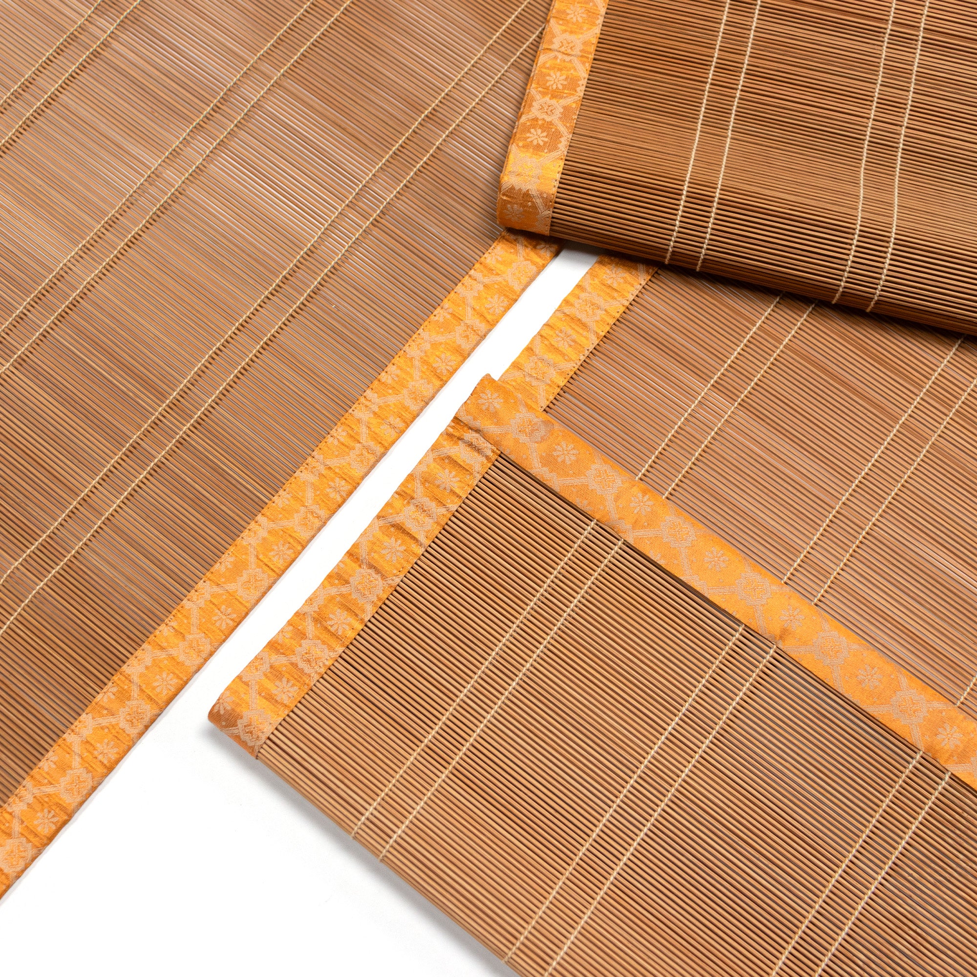 Sudare with Brocade Border| Split Bamboo Blind | Set of 4