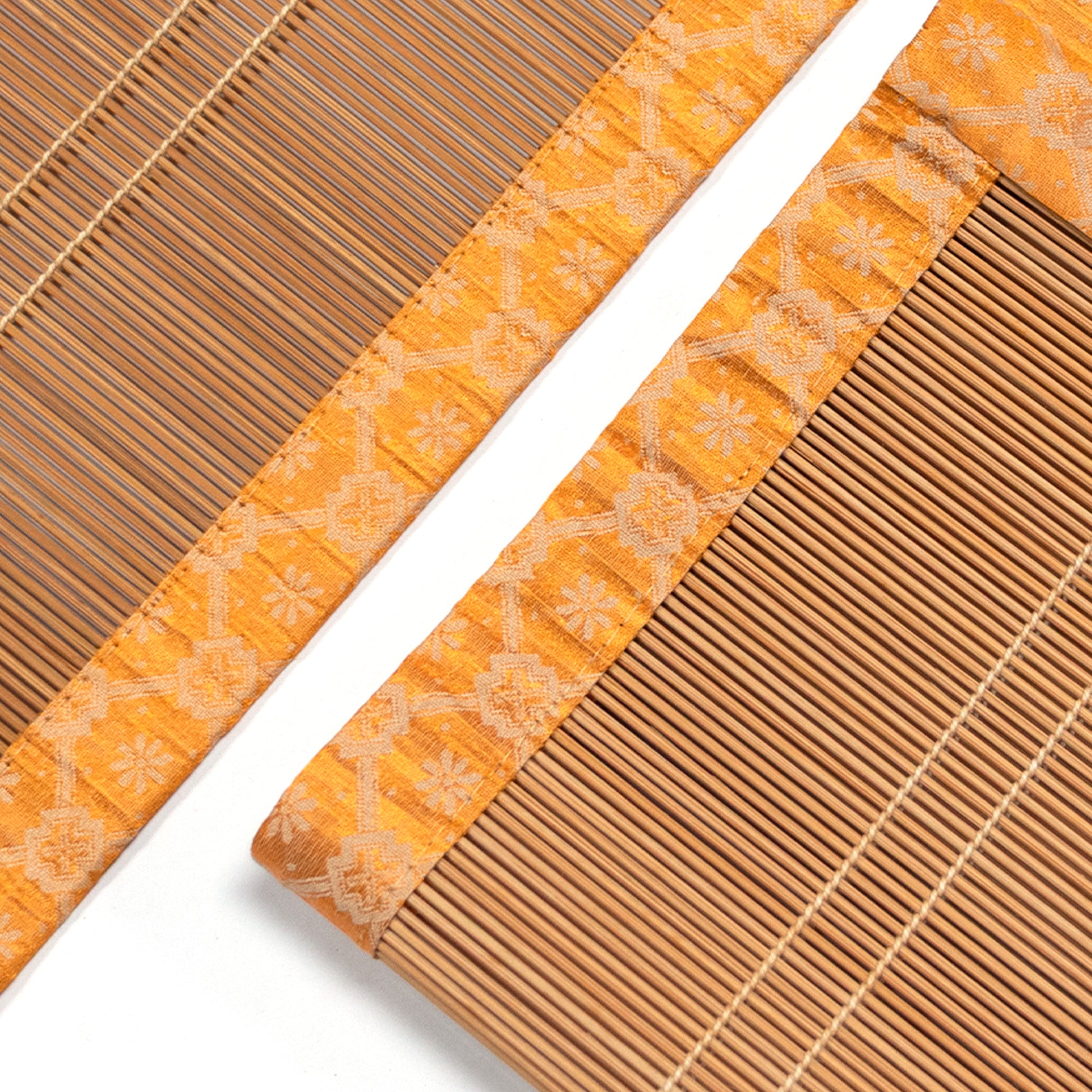 Sudare with Brocade Border| Split Bamboo Blind | Set of 4