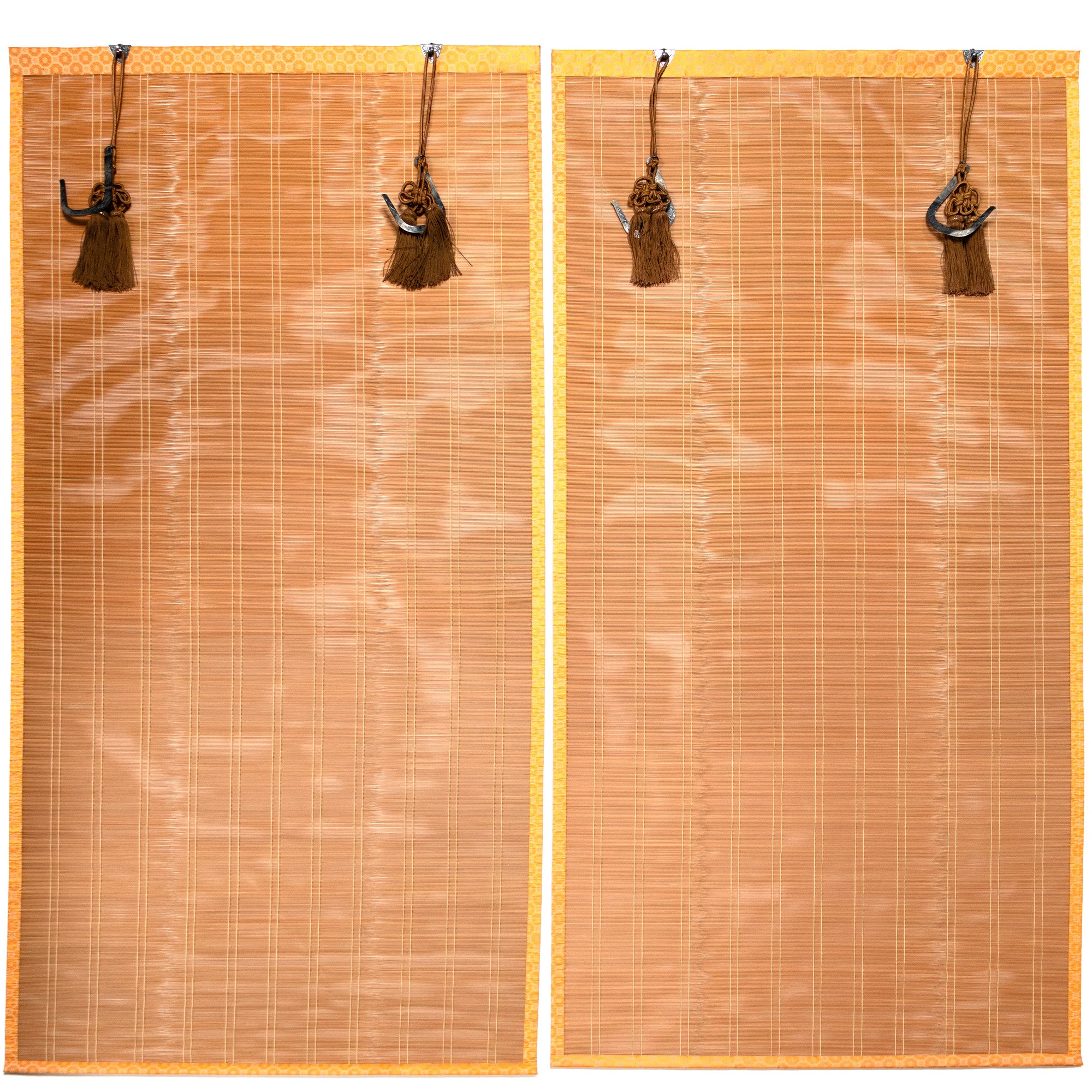Sudare with Brocade Border| Split Bamboo Blind | Set of 4