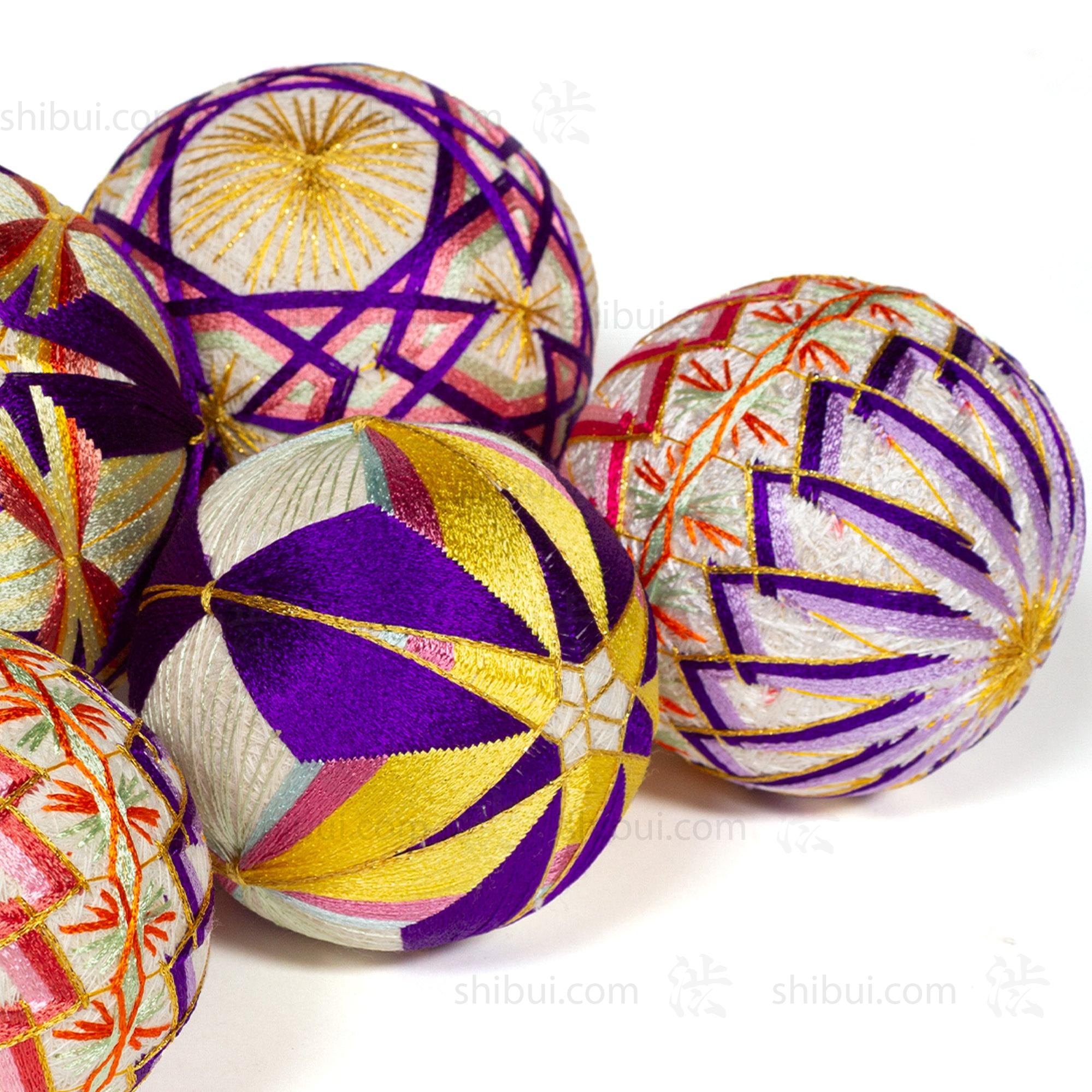 Temari Ball Set of 6 - Traditional Folk Art Toy
