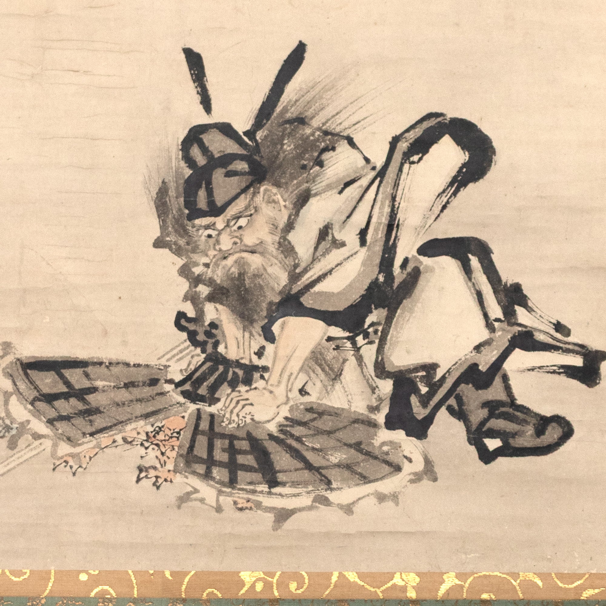 Antique Japanese Scroll of Shoki the Demon Queller