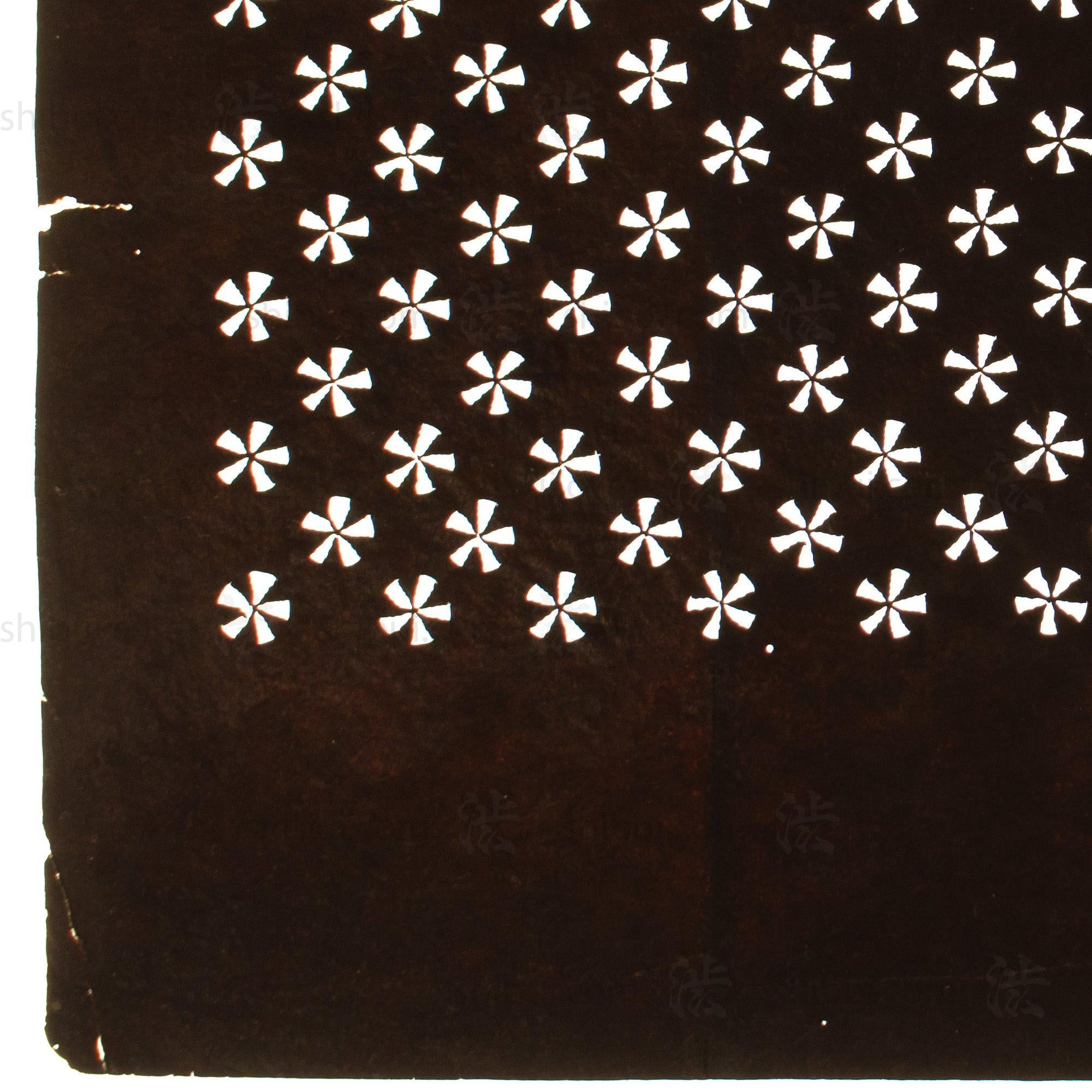 Hand Cut Flower Katagami | Japanese Lacquered Paper Stencil