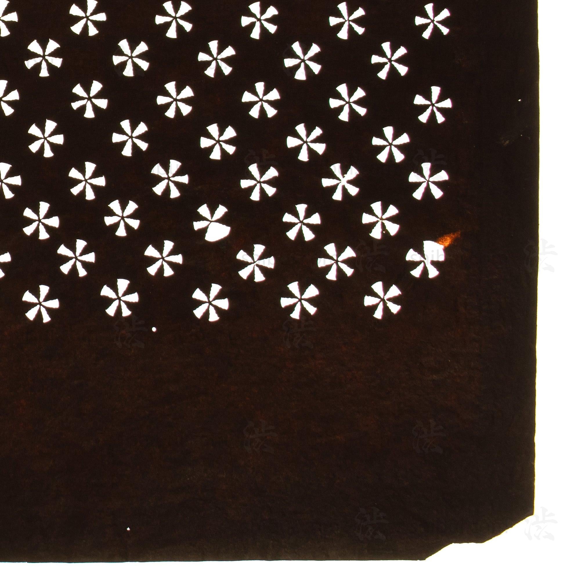 Hand Cut Flower Katagami | Japanese Lacquered Paper Stencil