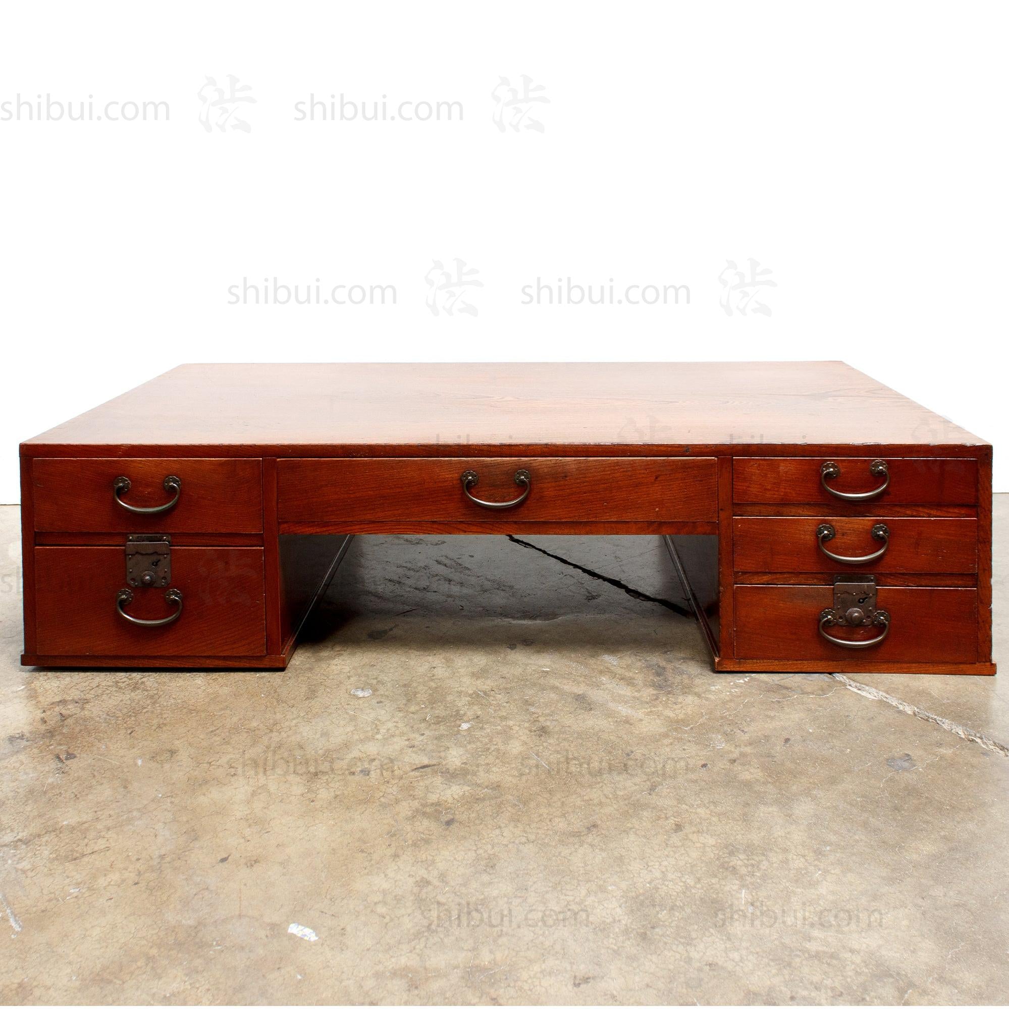 Keyaki Wood Desk  - Early 20th Century Writing Table