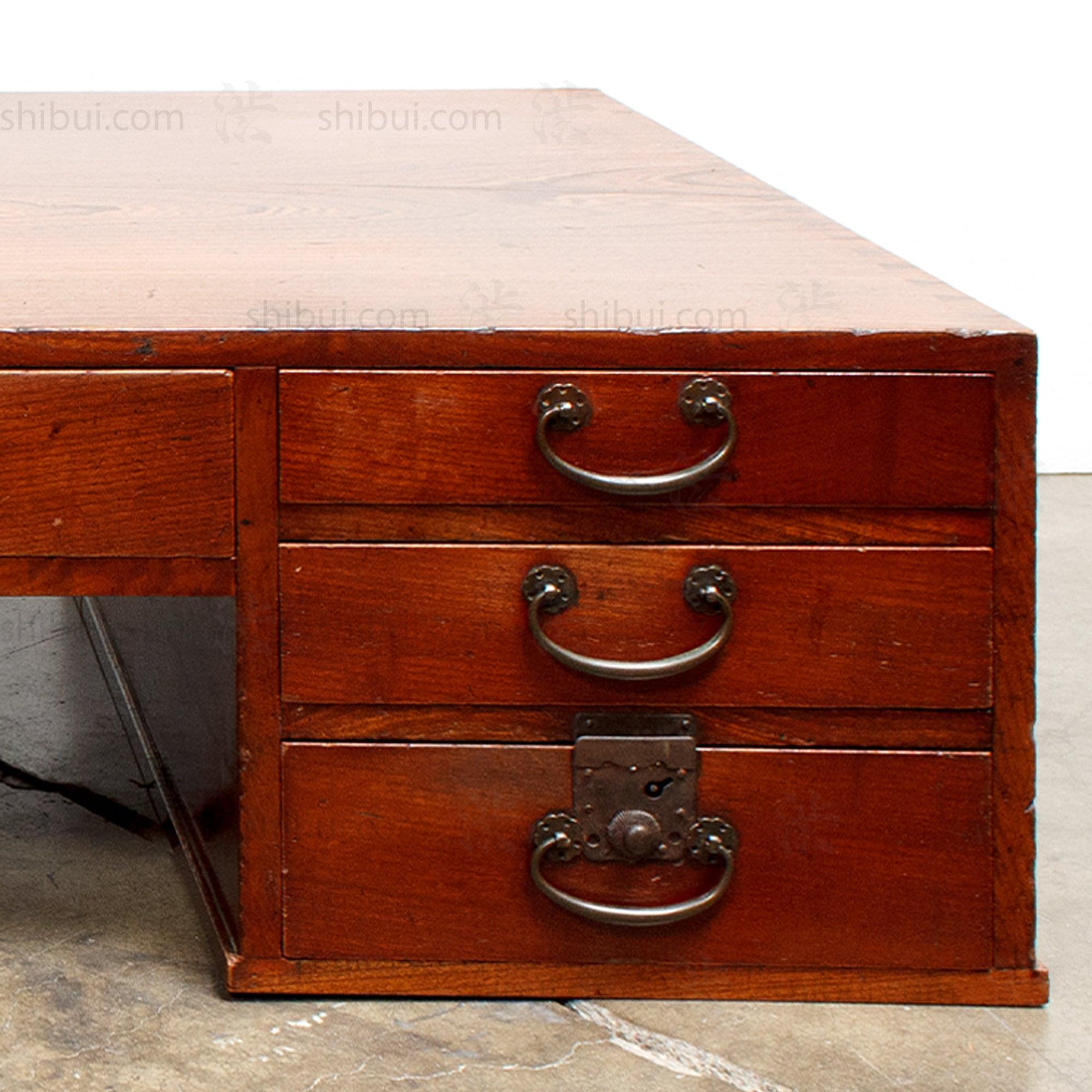 Keyaki Wood Desk  - Early 20th Century Writing Table