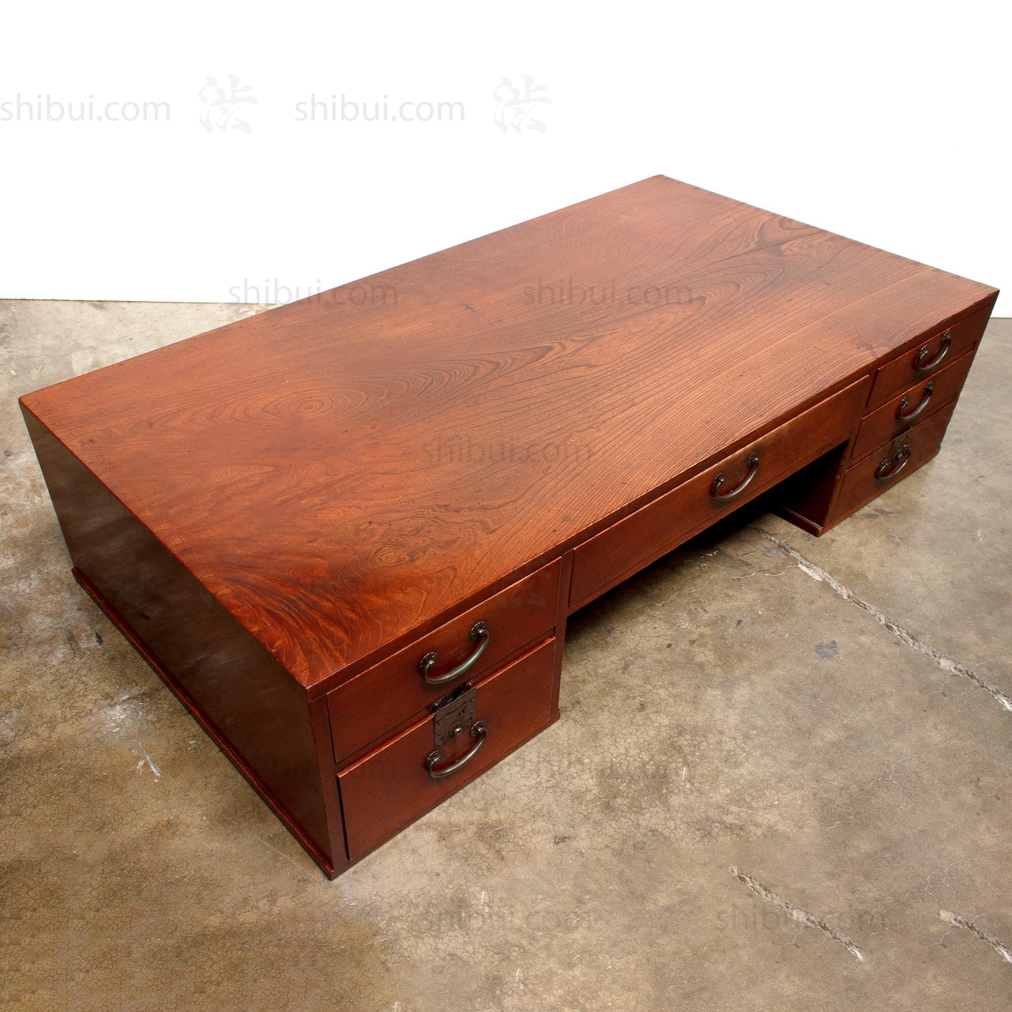 Keyaki Wood Desk  - Early 20th Century Writing Table