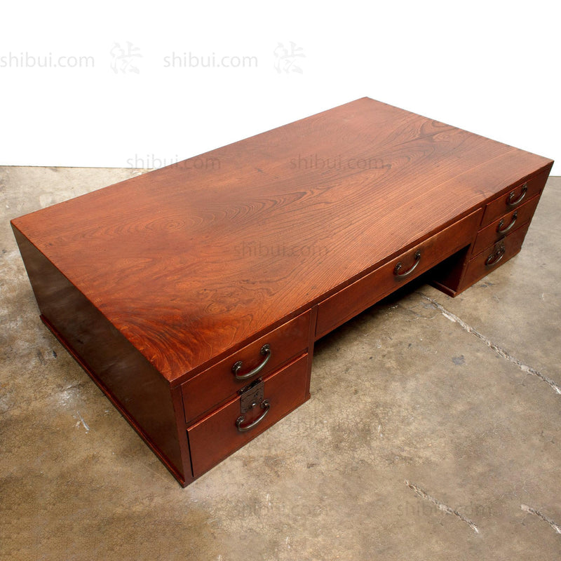 Keyaki Wood Desk  - Early 20th Century Writing Table