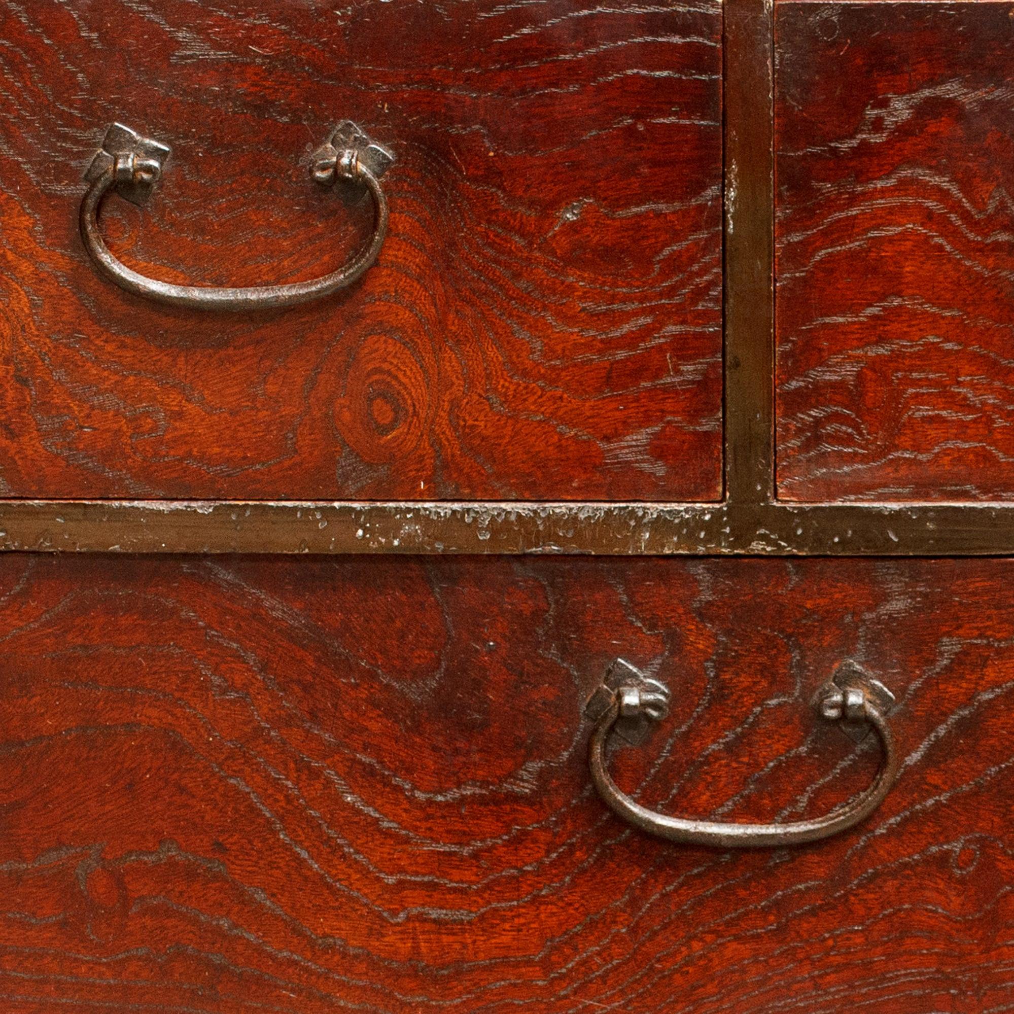 Beautifully Figured Keyaki 4 Drawer Ko Dansu | Small Tansu Chest