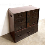 Black Lacquer Sakata Ko Dansu | Small Japanese Antique Tansu Chest