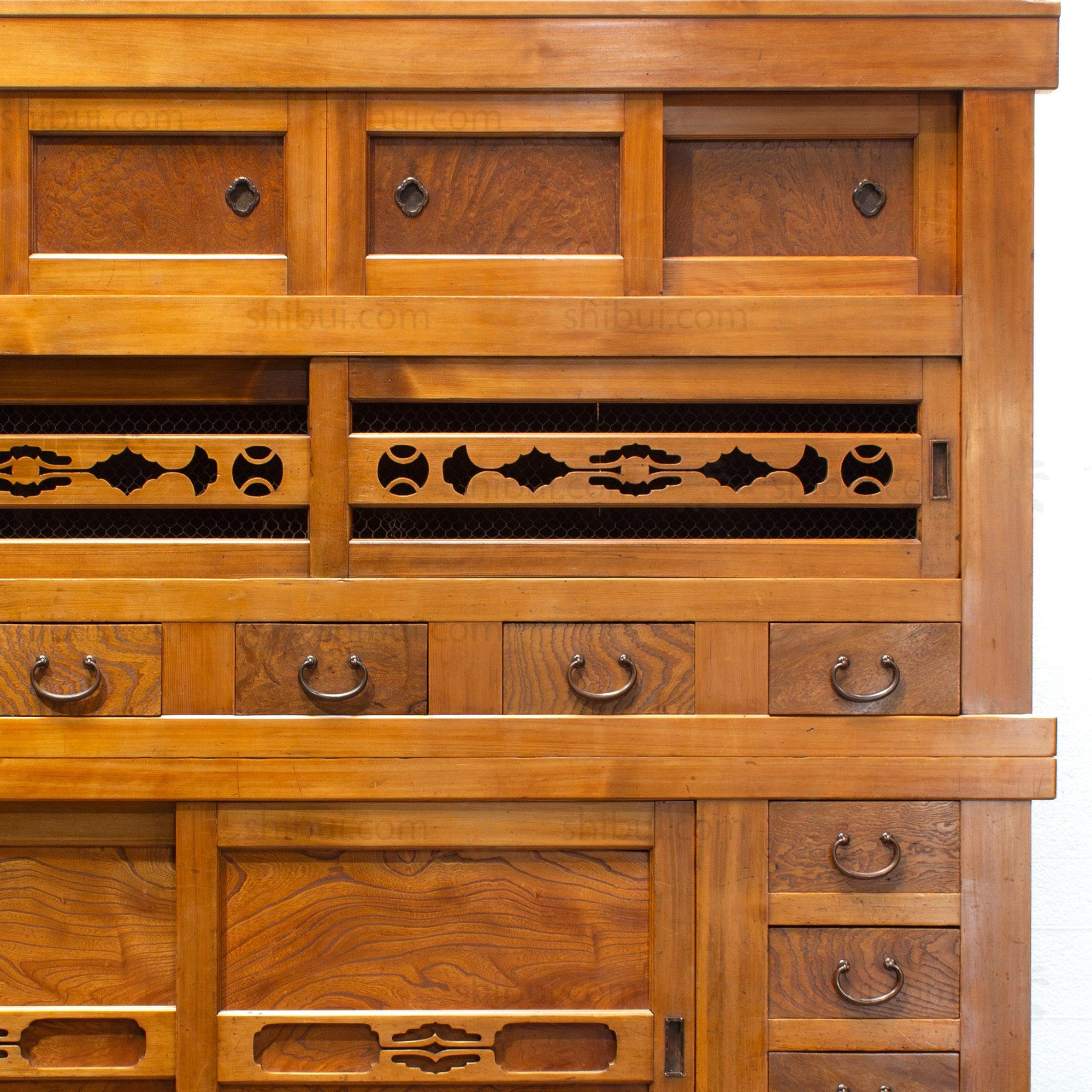 Mizuya Tansu from Kyoto | Japanese Antique Cabinet | 6' Width, 2 Section