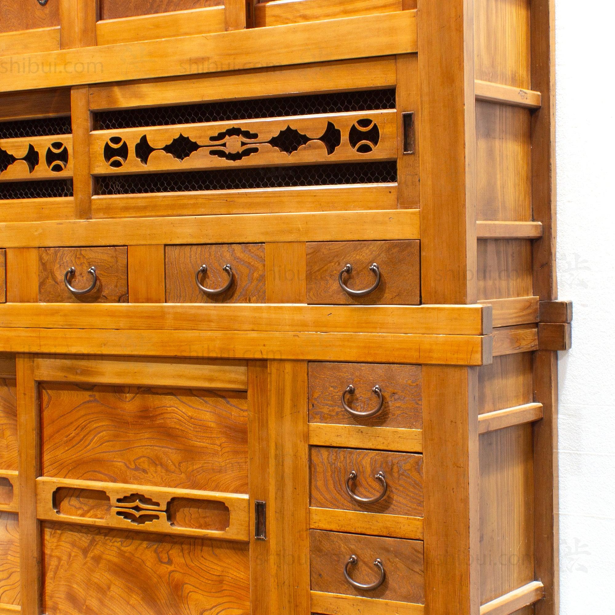 Mizuya Tansu from Kyoto | Japanese Antique Cabinet | 6' Width, 2 Section