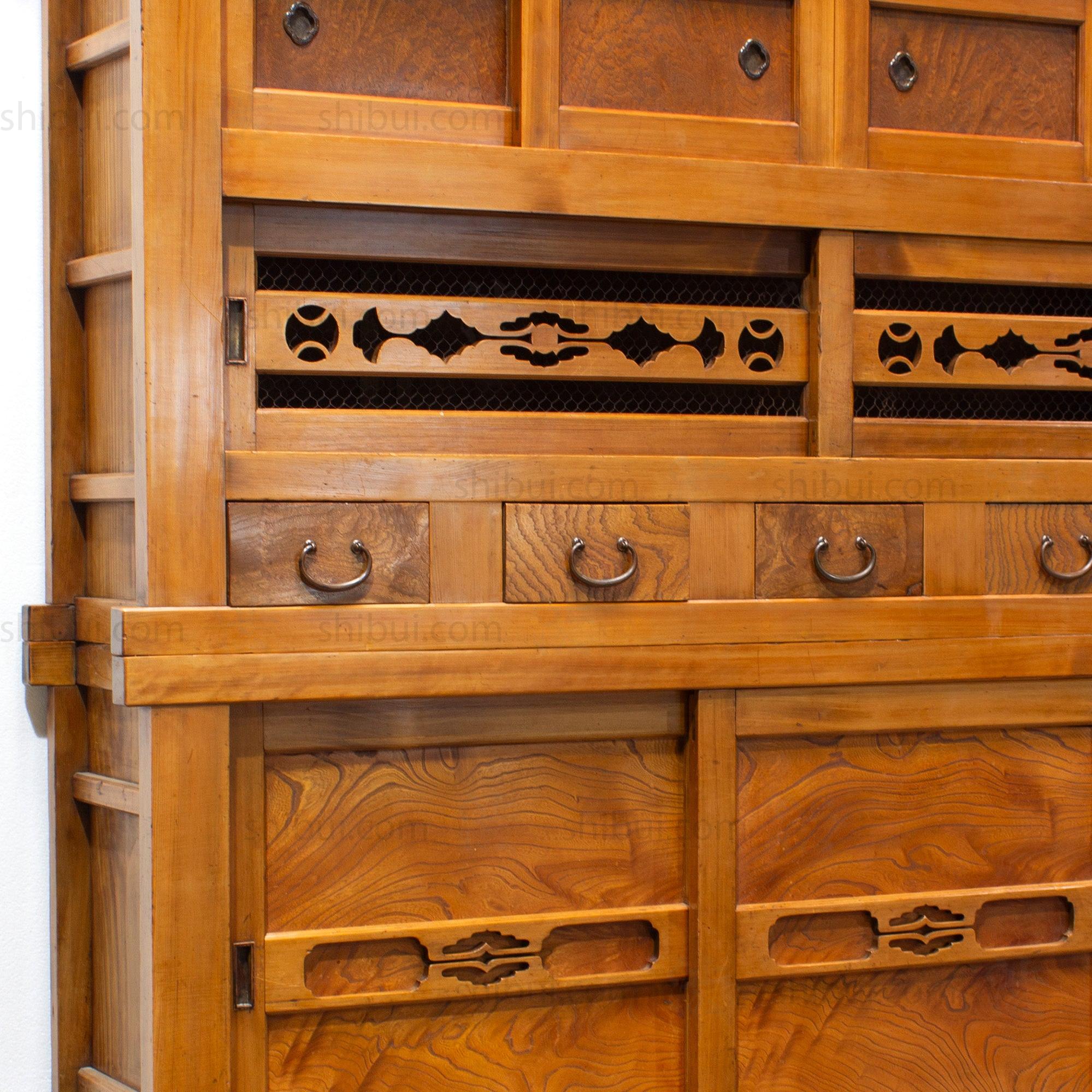 Mizuya Tansu from Kyoto | Japanese Antique Cabinet | 6' Width, 2 Section