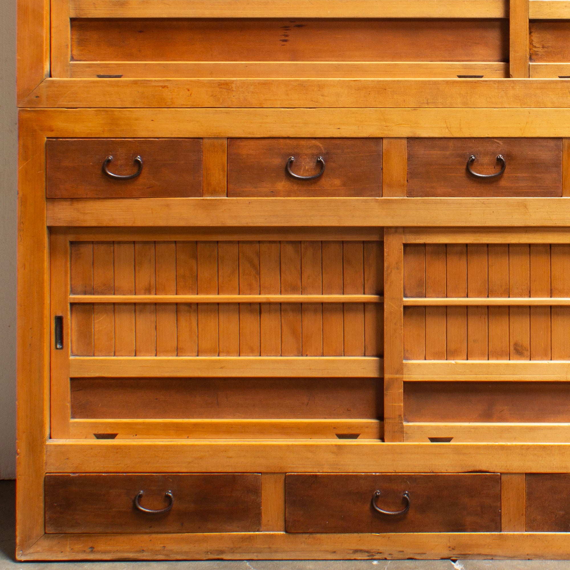 Mizuya Tansu from Gifu Pref| Japanese Antique Cabinet | 6' Width, 2 Section