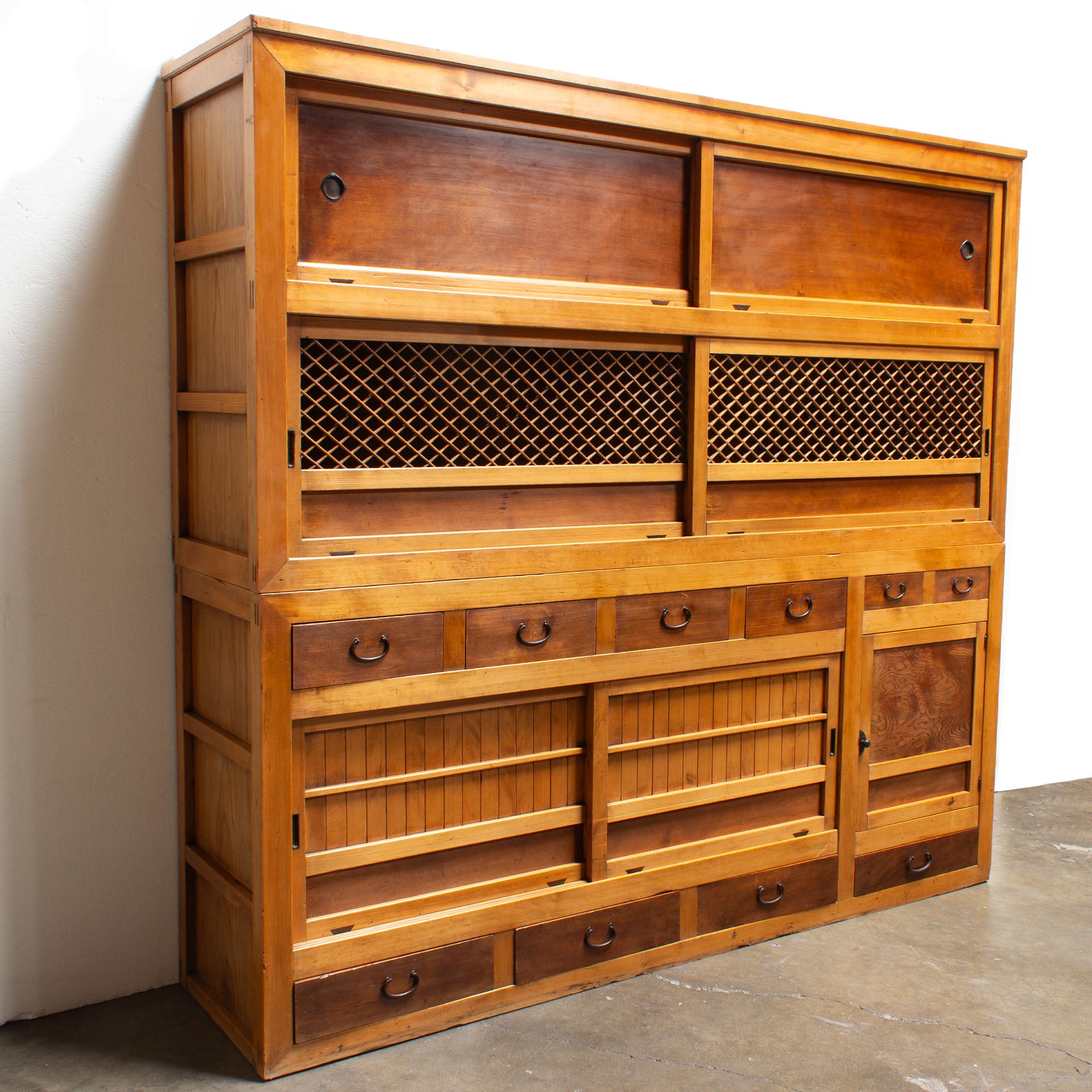 Mizuya Tansu from Gifu Pref| Japanese Antique Cabinet | 6' Width, 2 Section