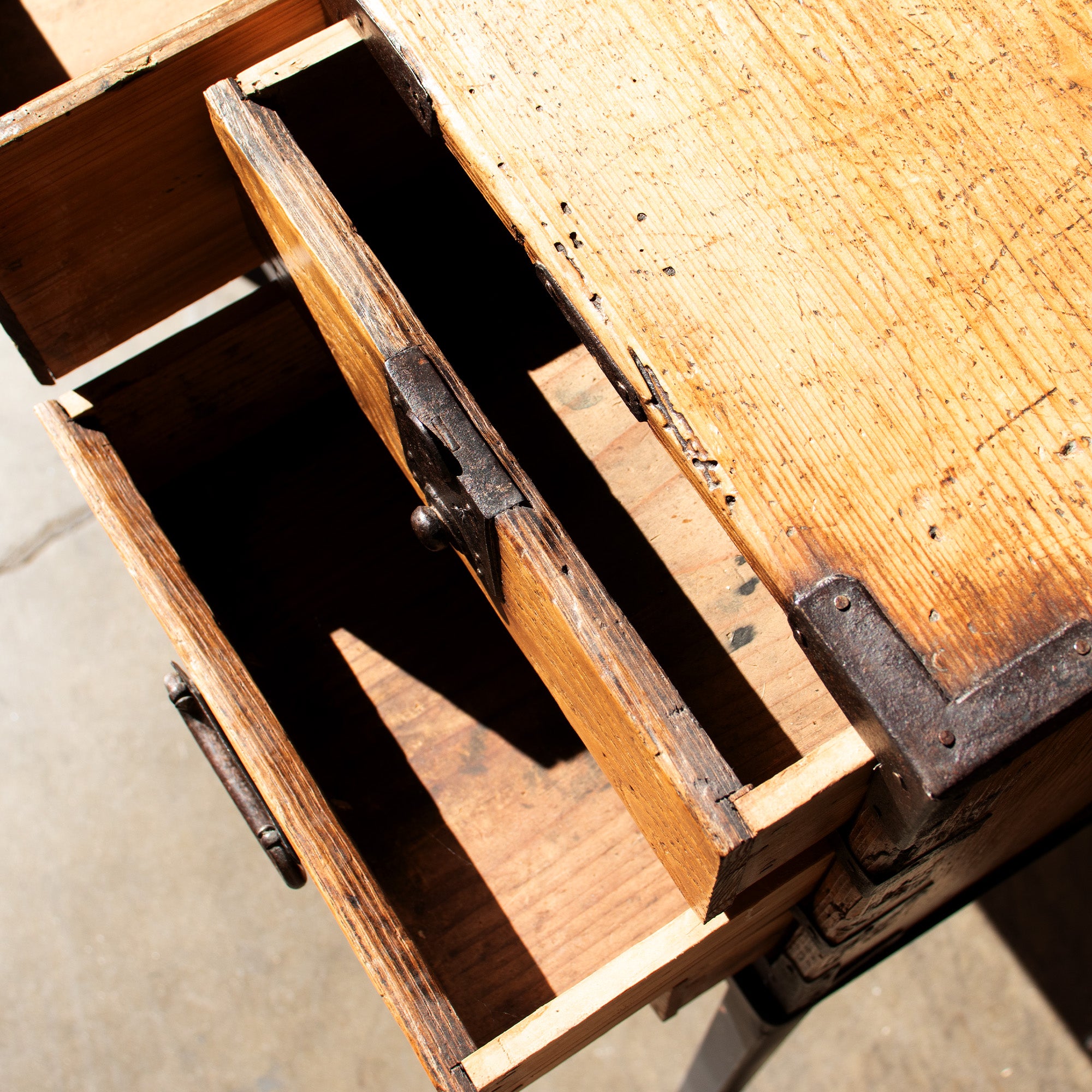 Omi Kiri Ko Dansu on Iron Base | Small Japanese Antique Tansu Personal Chest