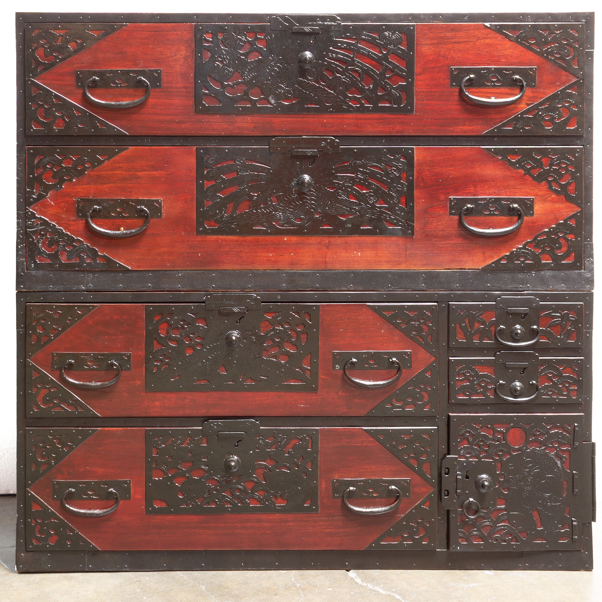 Two Section Clothing Chest from Yahata, Sado Island Japanese Antique Furniture