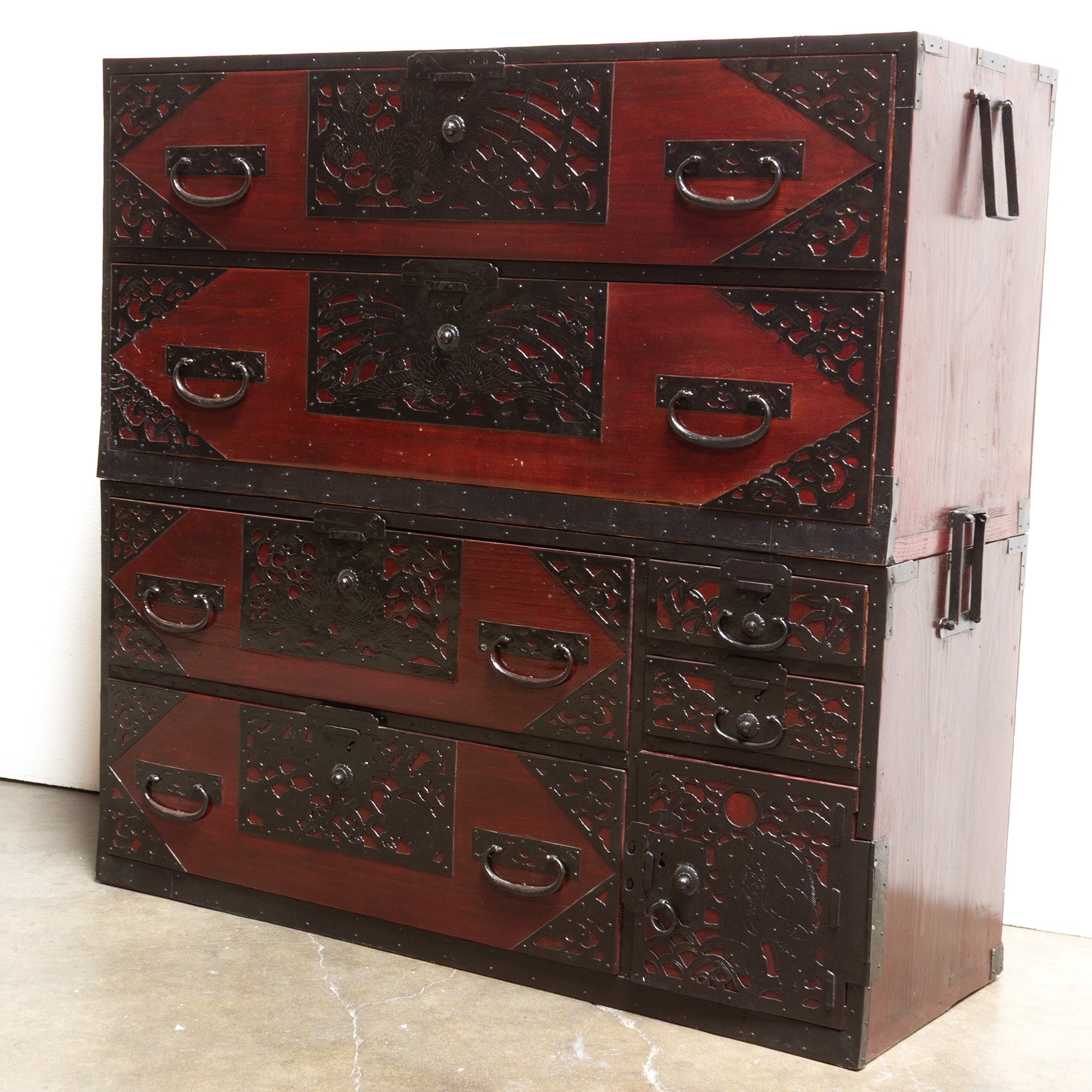 Two Section Clothing Chest from Yahata, Sado Island Japanese Antique Furniture