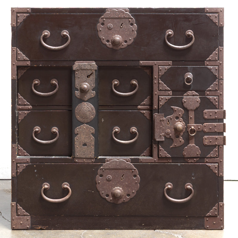 Black Lacquer Sakata Ko Dansu | Antique Tansu Chest