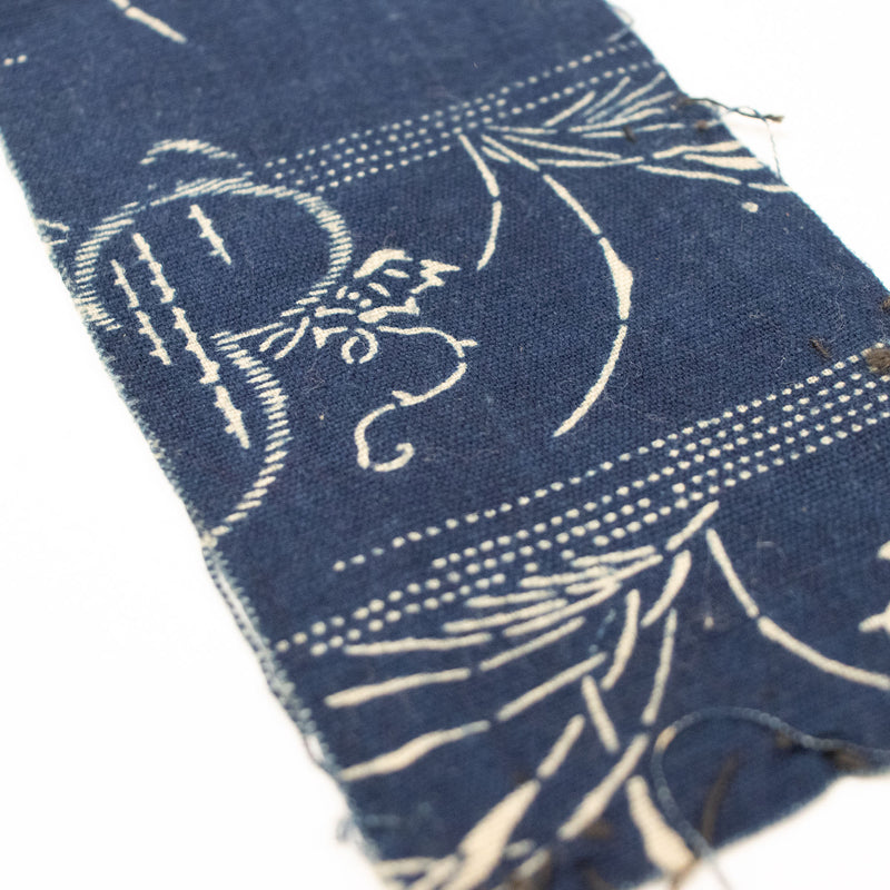 Katazome Grasses Textile Fragment | Japanese Indigo