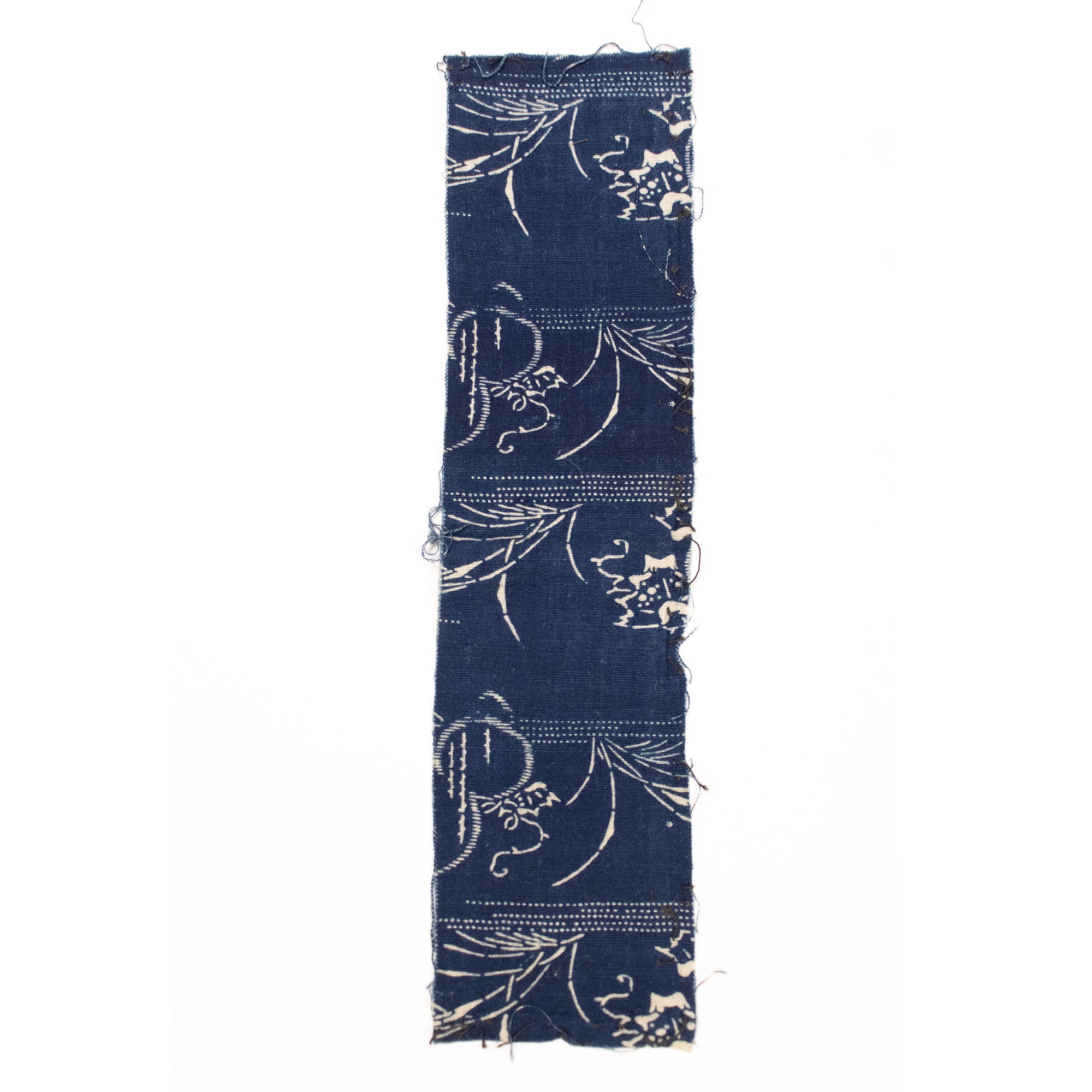 Katazome Grasses Textile Fragment | Japanese Indigo