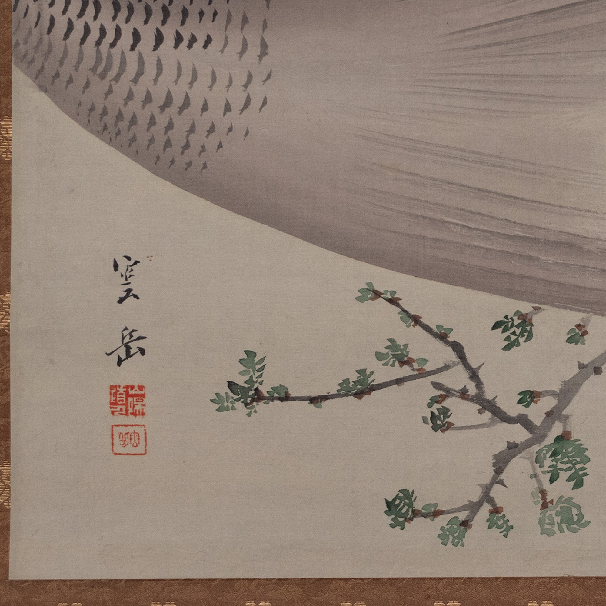 Sumi-E Tai Kakejjku - Hand Ink Painted Scroll of a Lucky Tai