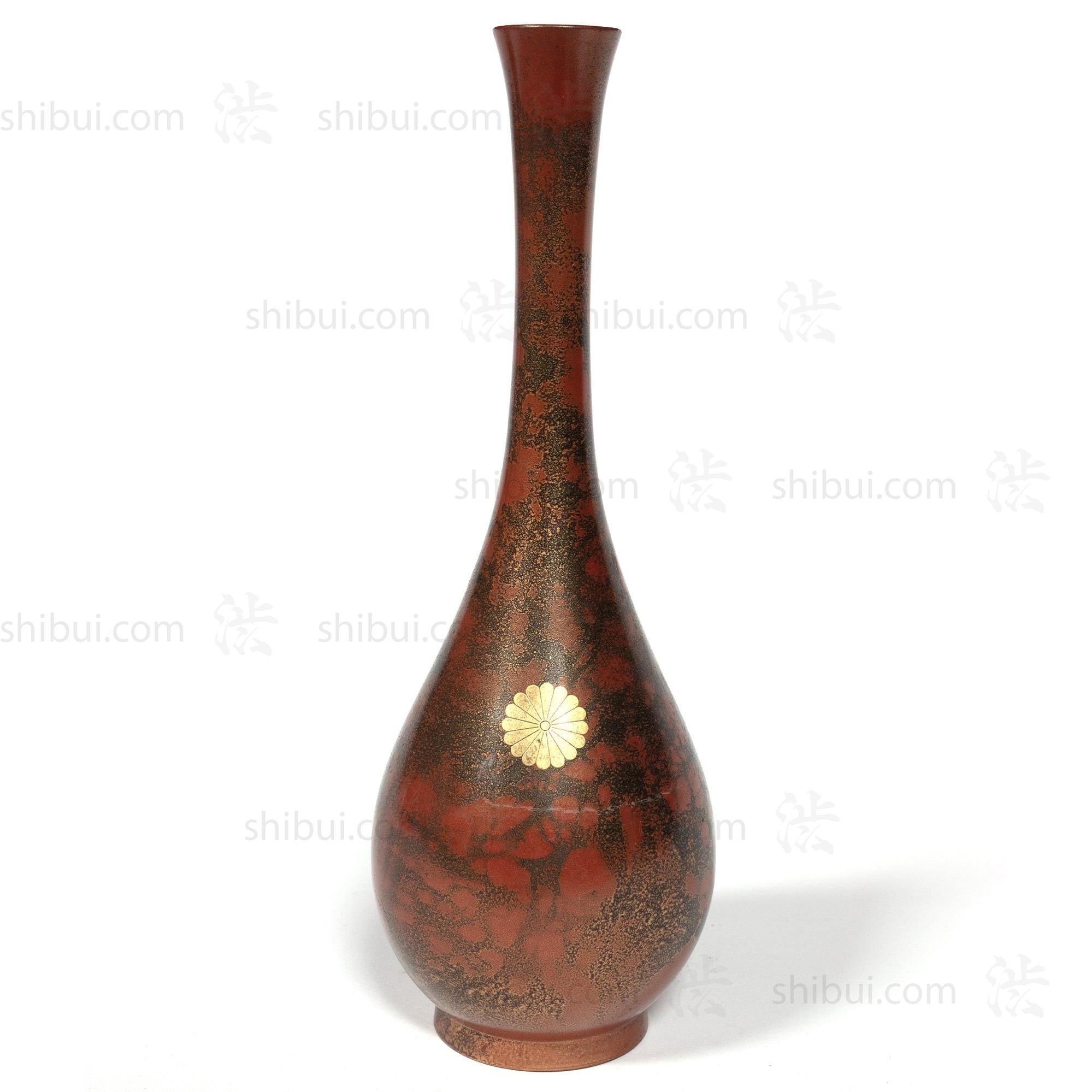Thin Vintage Bronze Vase with Red Patina
