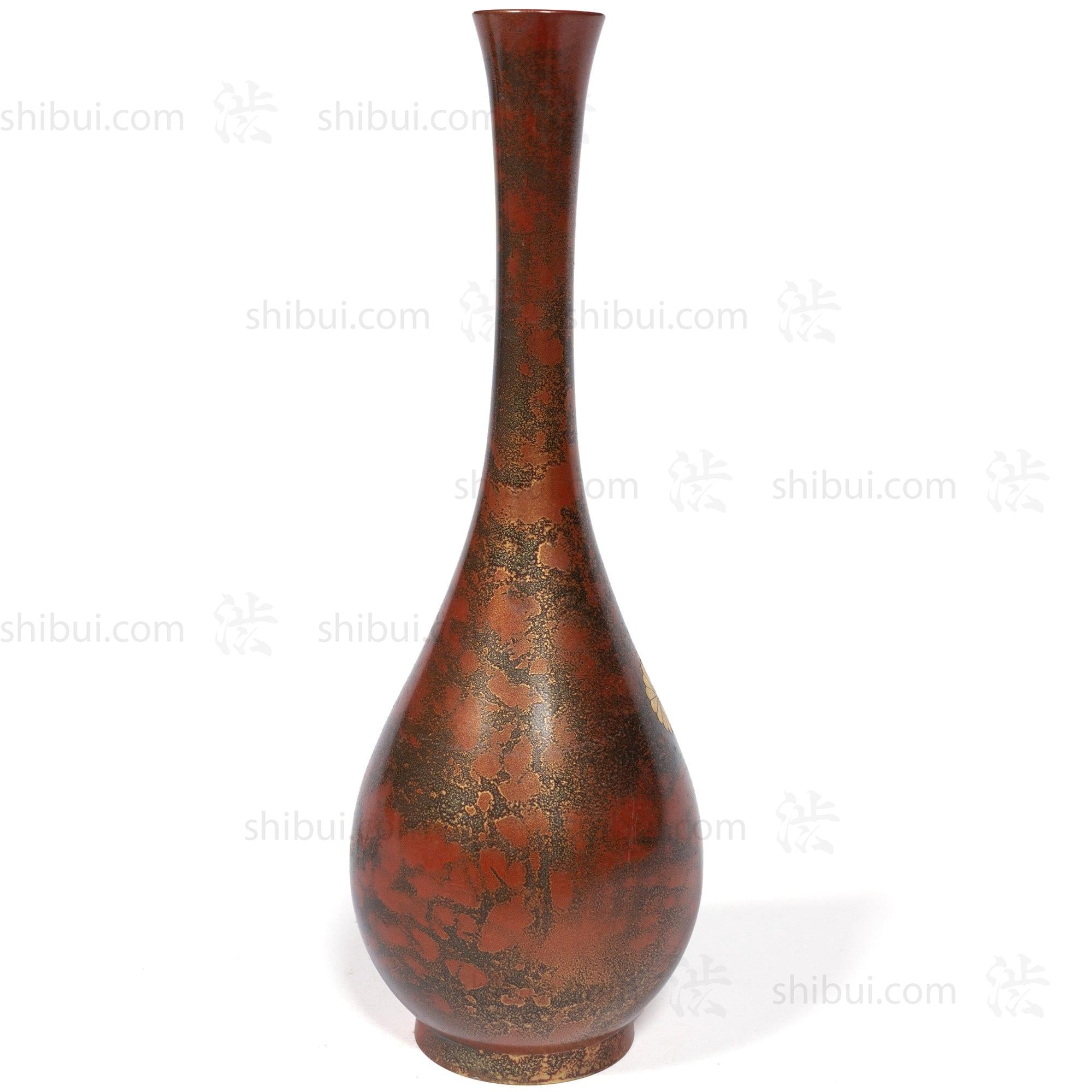 Thin Vintage Bronze Vase with Red Patina