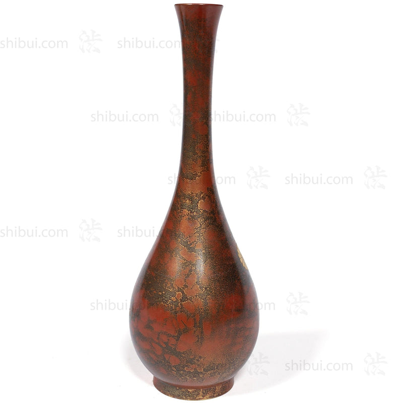 Thin Vintage Bronze Vase with Red Patina