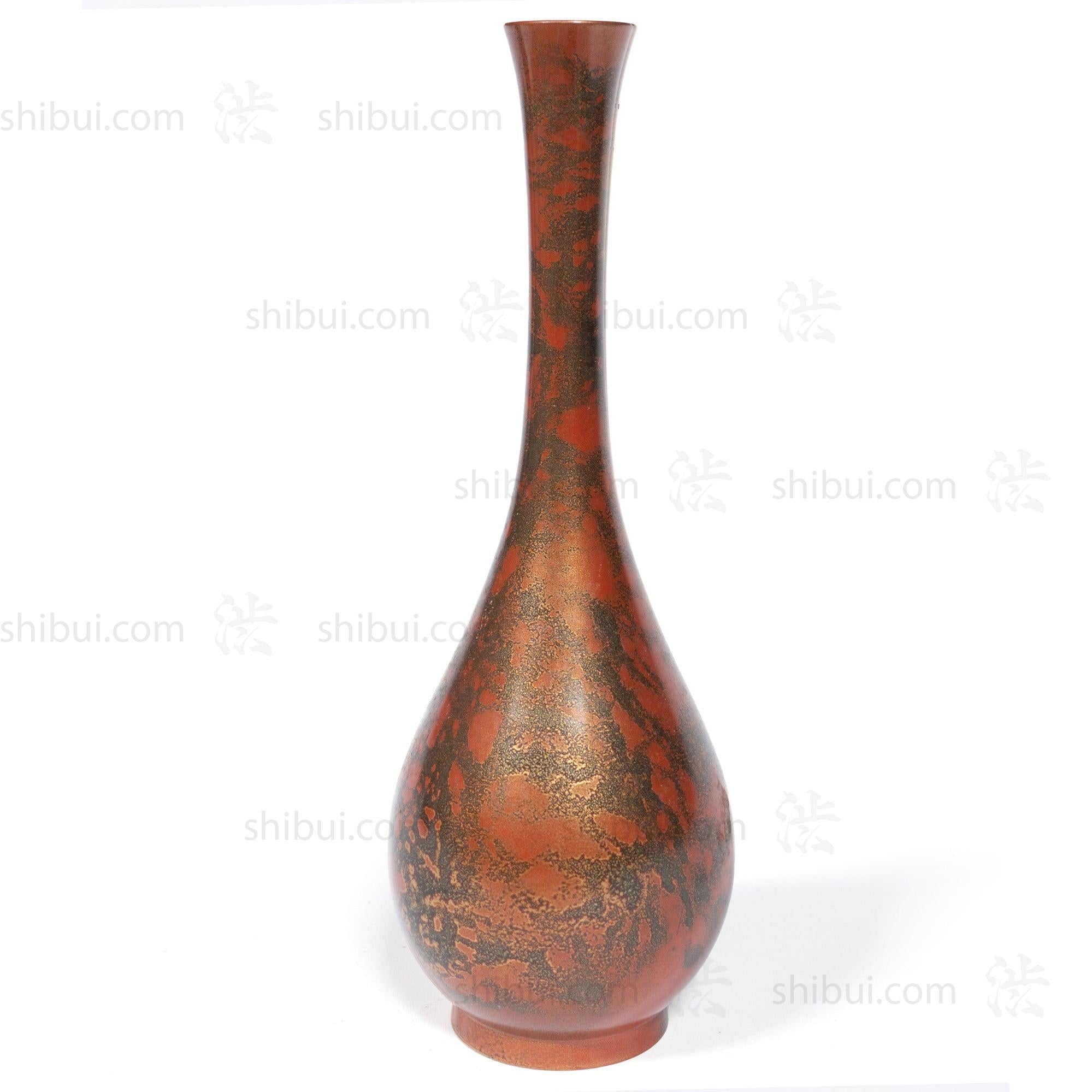Thin Vintage Bronze Vase with Red Patina