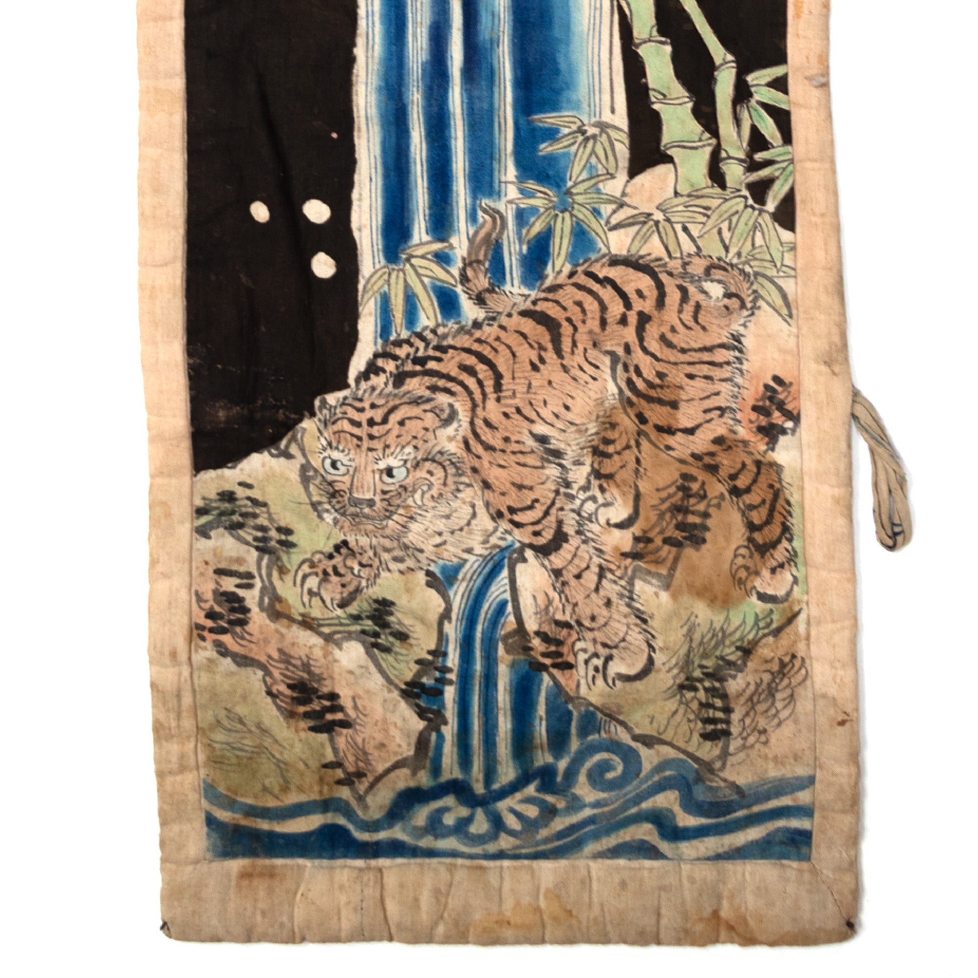 Tiger and Waterfall Umagake - Horse Banner - Japanese Indigo Tsutsugaki