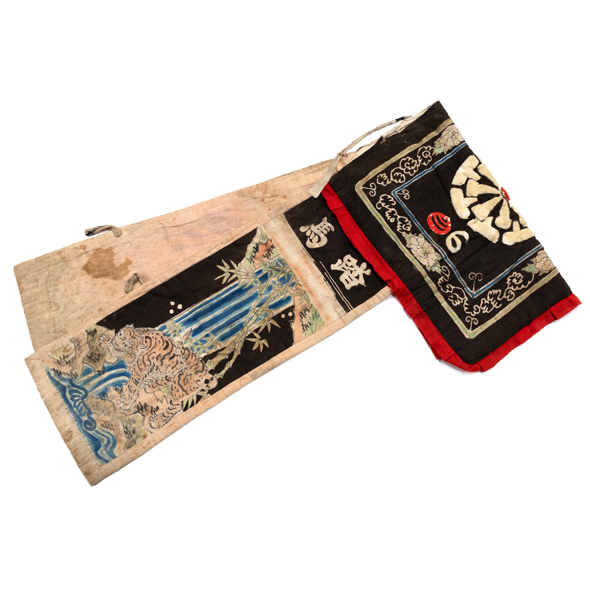 Tiger and Waterfall Umagake - Horse Banner - Japanese Indigo Tsutsugaki