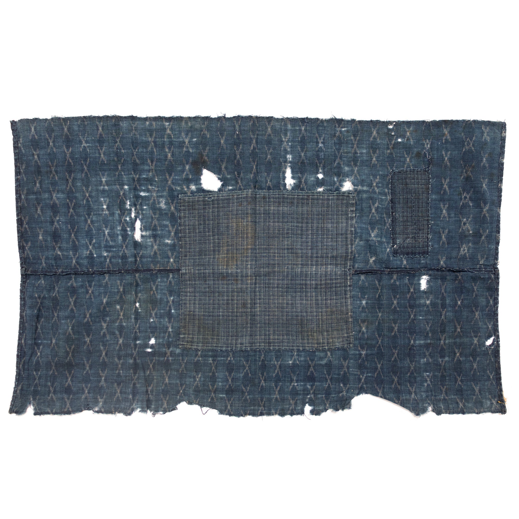 Indigo Kasuri Boro 2 Panel Sheet | Japanese Patchwork Textile