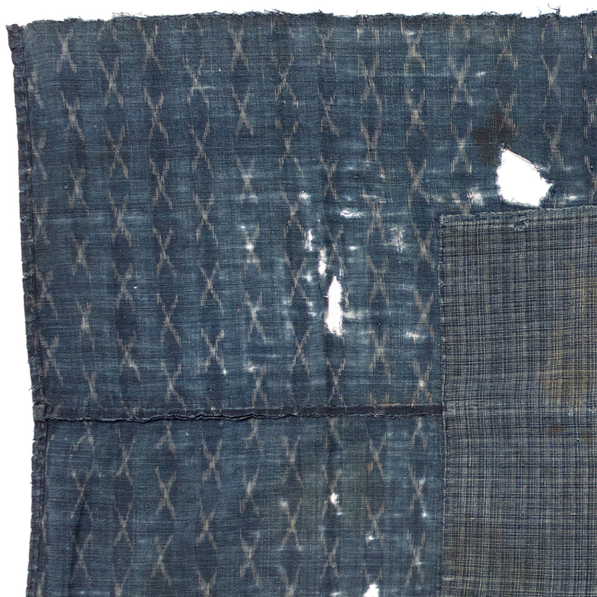 Indigo Kasuri Boro 2 Panel Sheet | Japanese Patchwork Textile